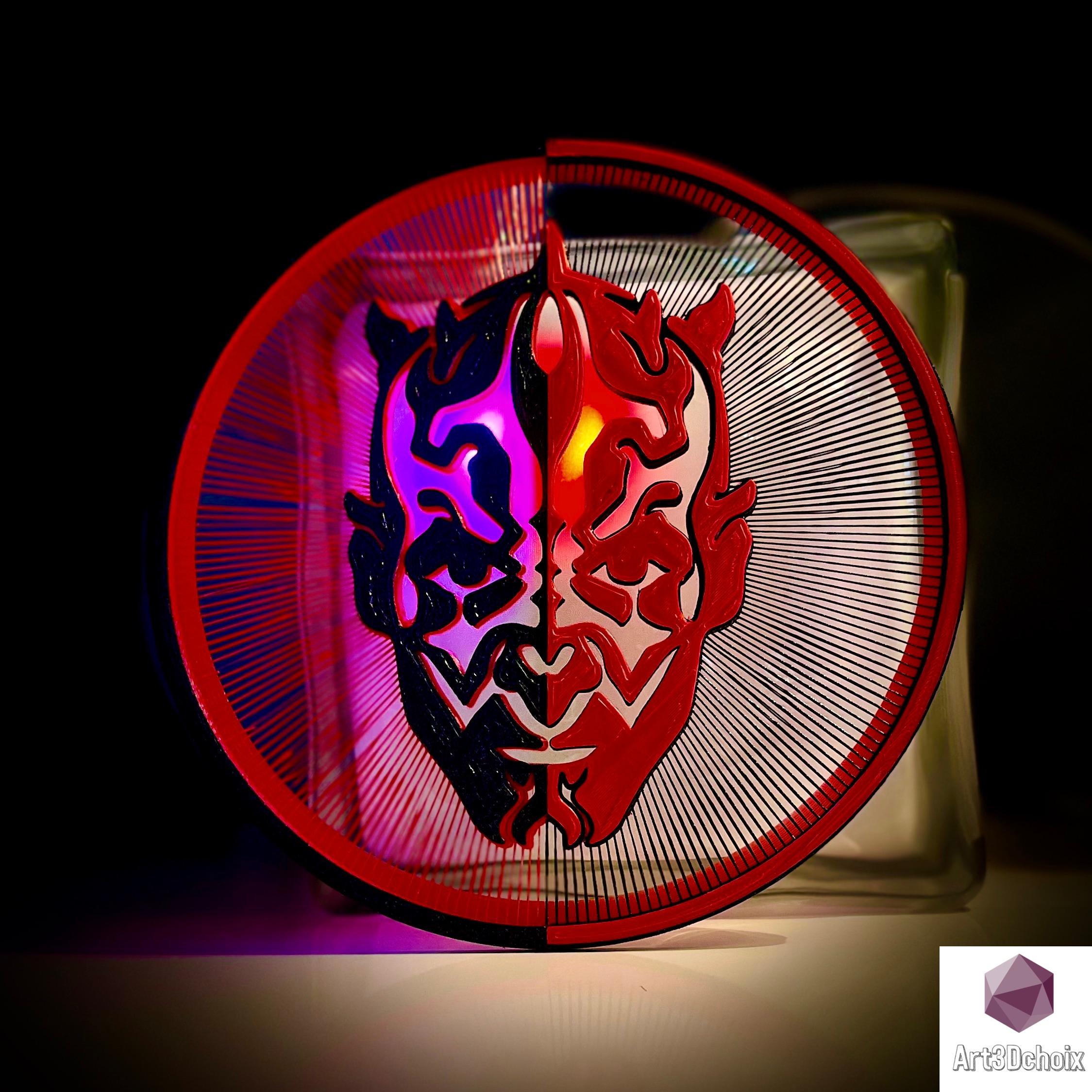 Darth Maul String Art - Une version Bicolore revisitée avec moitié de visage Noir et Rouge by @art3dchoix - 3d model