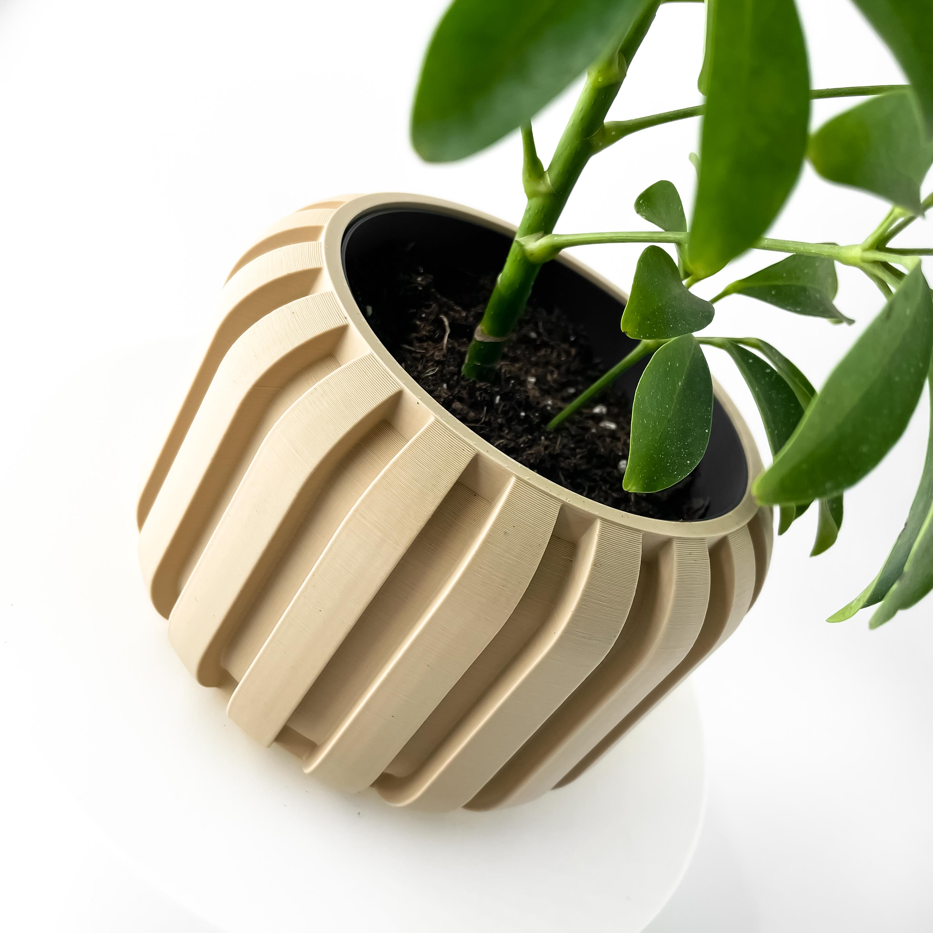 The Panu Planter Pot with Drainage: Tray & Stand Included | Modern and Unique Home Decor for Plants 3d model