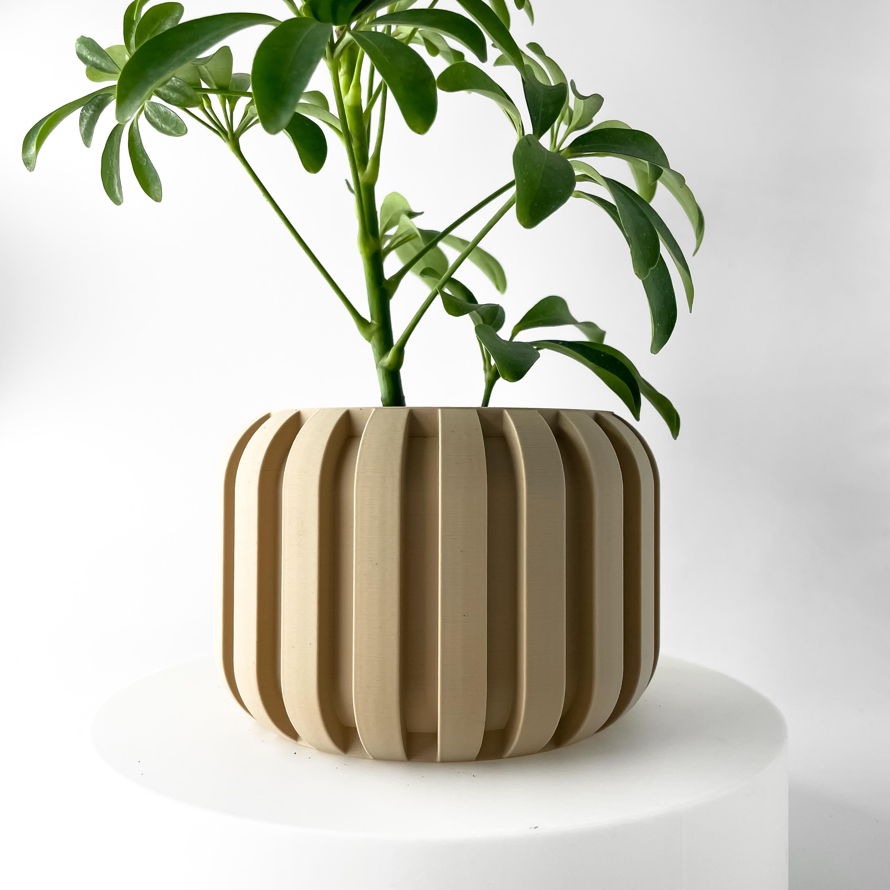 The Panu Planter Pot with Drainage: Tray & Stand Included | Modern and Unique Home Decor for Plants 3d model