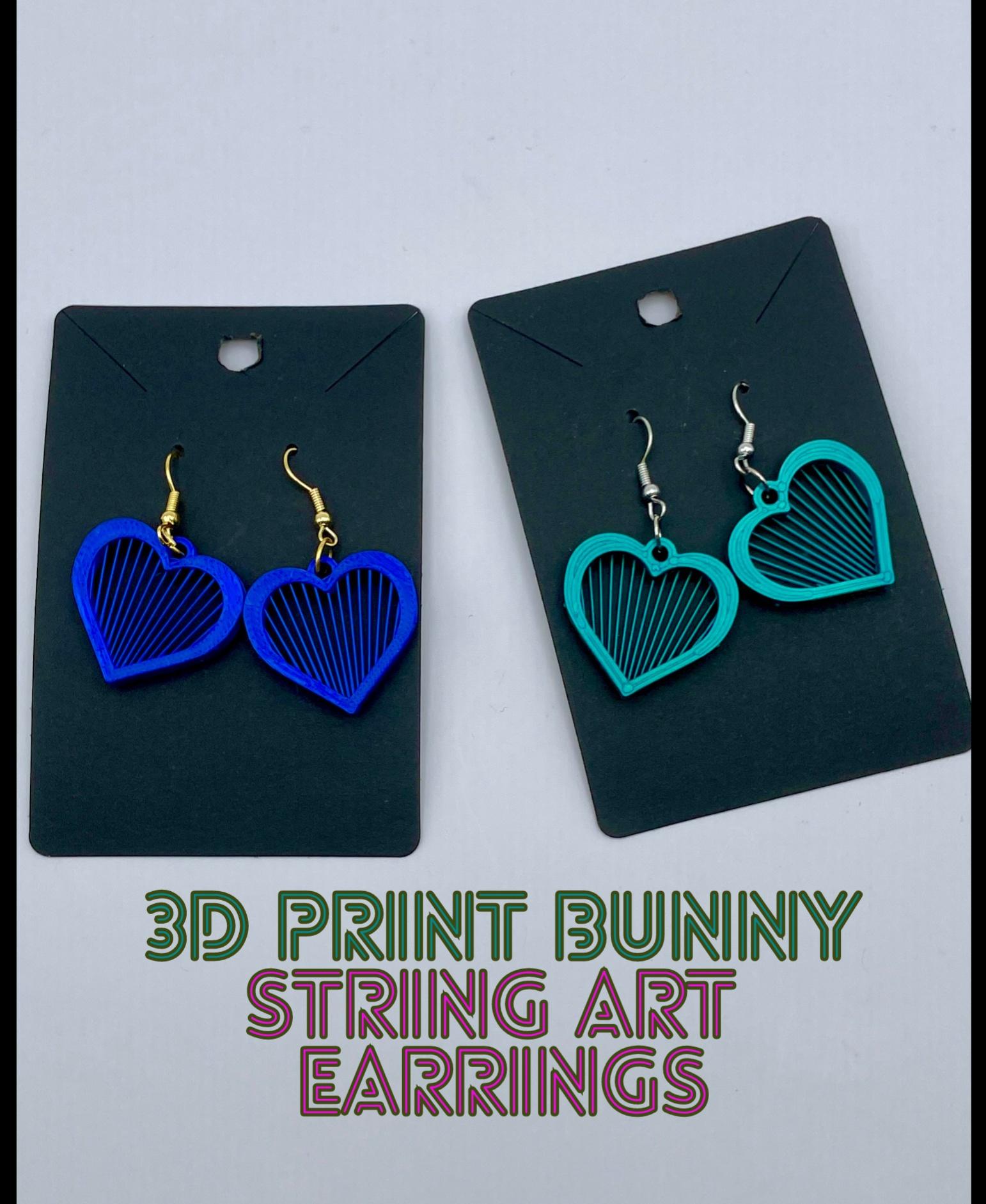 String Heart Earrings 3d model