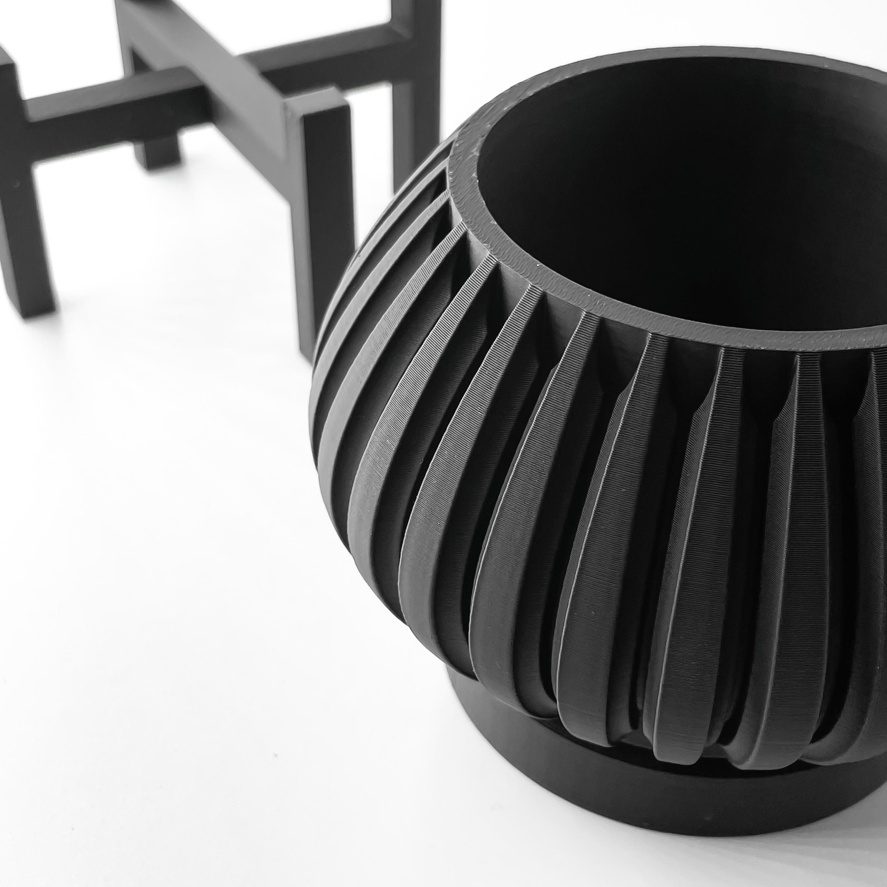 The Leno Planter Pot with Drainage Tray & Stand | Modern and Unique Home Decor for Plants 3d model