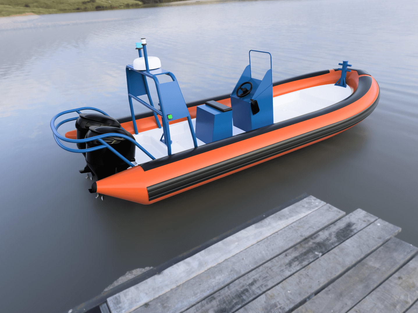 Zodiac 1/20 type Milpro SRR 750 SNSM semi-rigid intervention boat 3d model