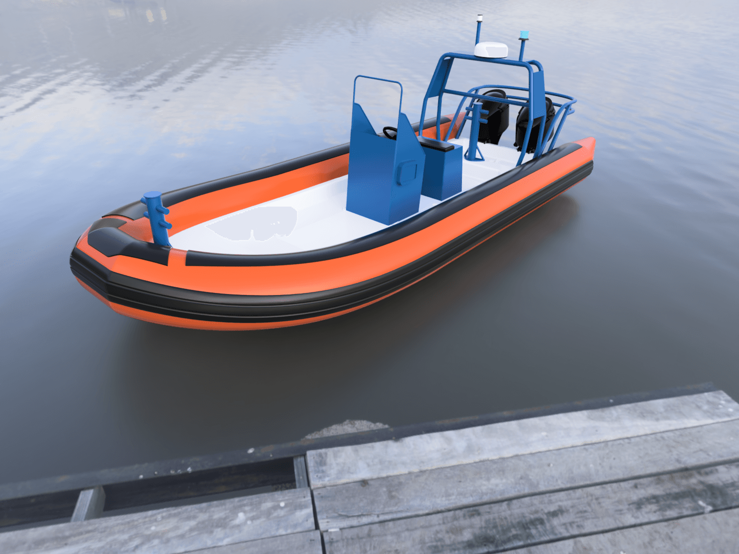 Zodiac 1/20 type Milpro SRR 750 SNSM semi-rigid intervention boat 3d model