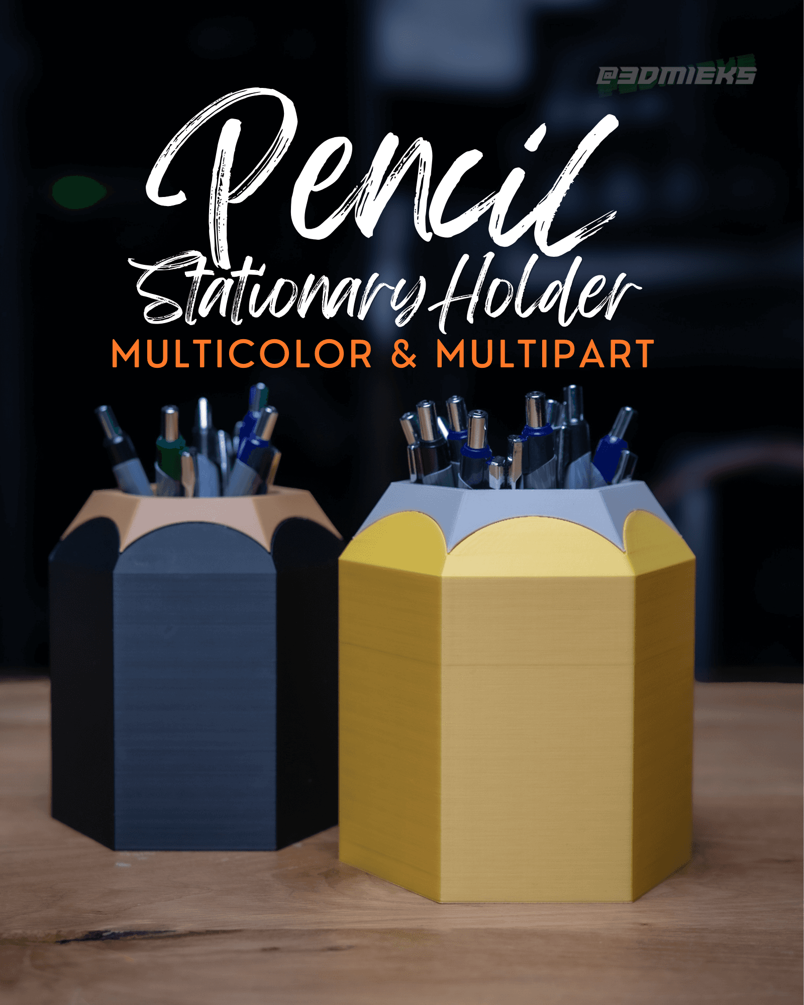 Pencil Stationary Holder - Multi-Part & Multi-Color Versions 3d model