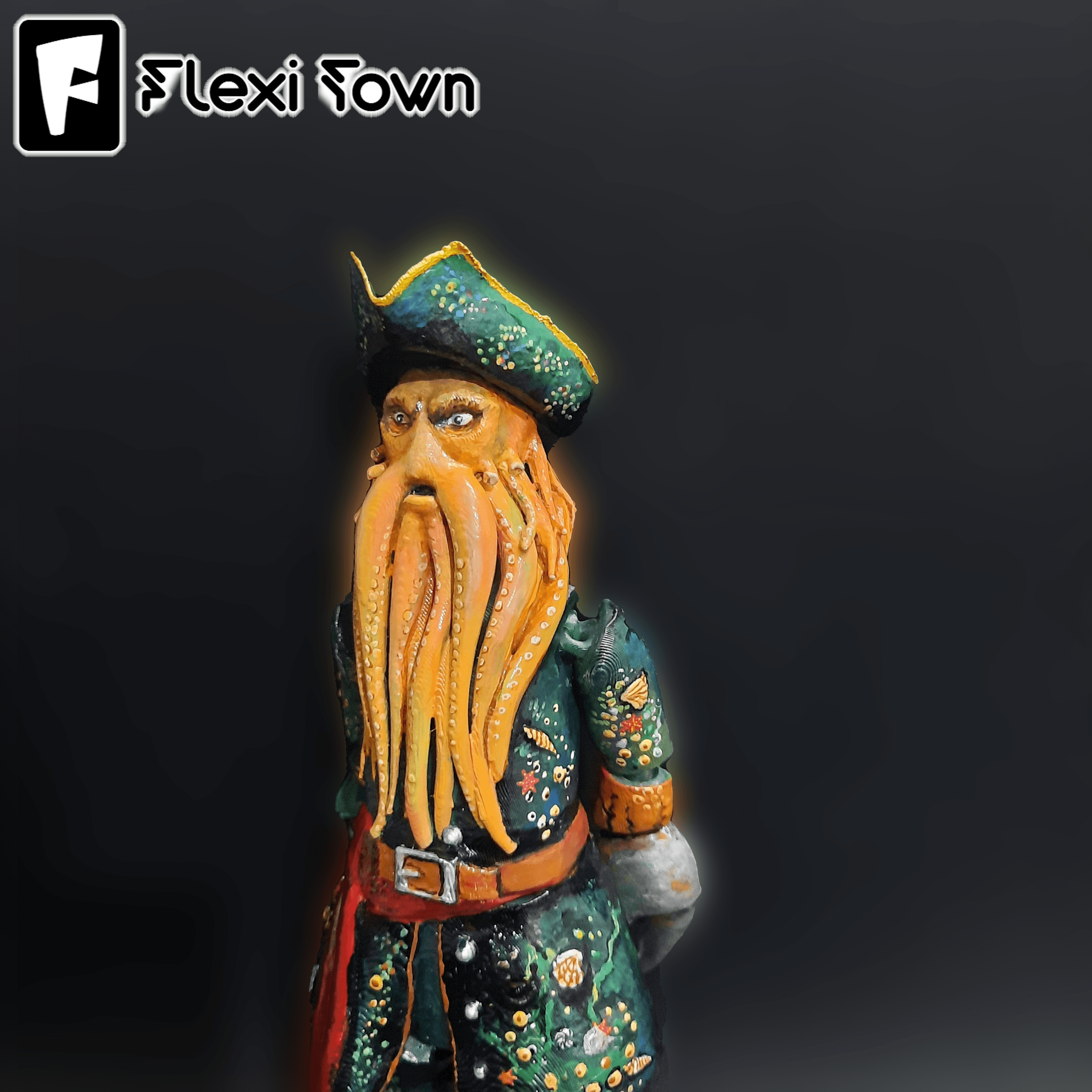 Flexi Print-in-Place Pirate, Davy Jones 3d model