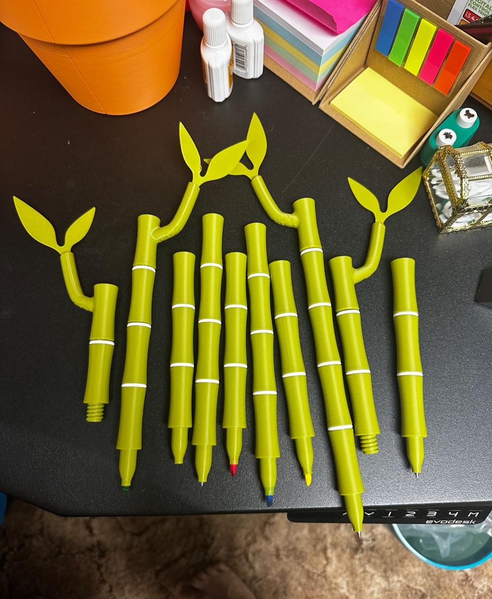 Bambookends - Bamboo Functional Plant with Pens, Highlighters, Post it note dispenser, and Bookmarks - The lengths I love - 3d model