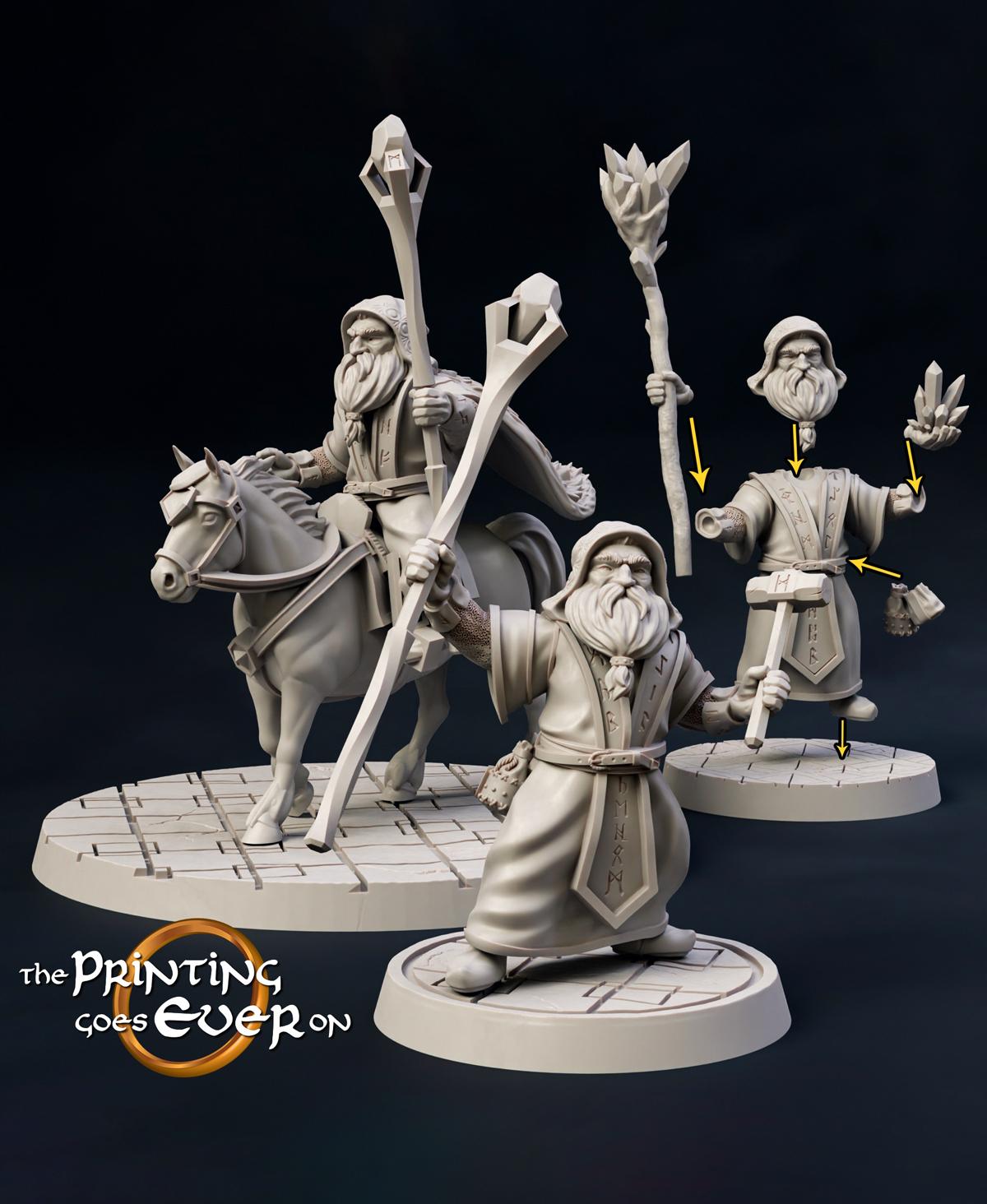 Modular Dwarven Runesmiths - On Foot and Mounted 3d model