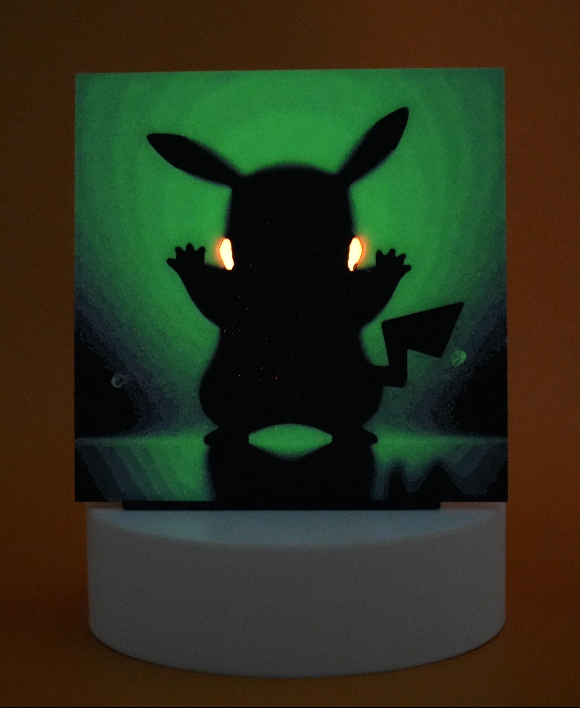 Frosted Glass Pikachu With Light-Up Cheeks - Glow In The Dark - HueForge 3d model