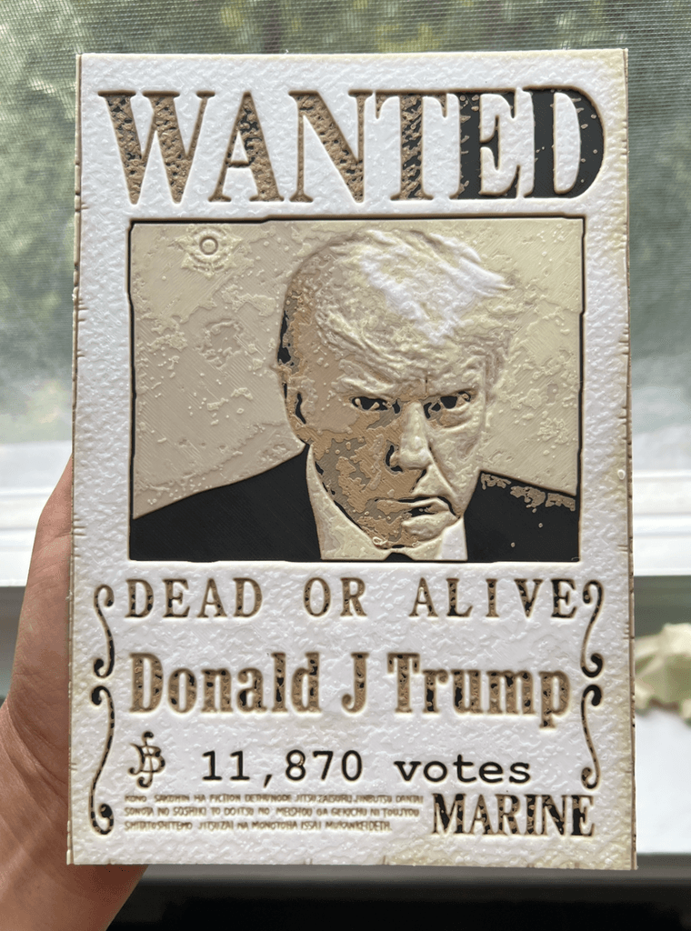 Trump Wanted Poster - One Piece Inspried - made w/ HueForge 3d model