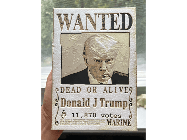 Trump Wanted Poster - One Piece Inspried - made w/ HueForge 3d model