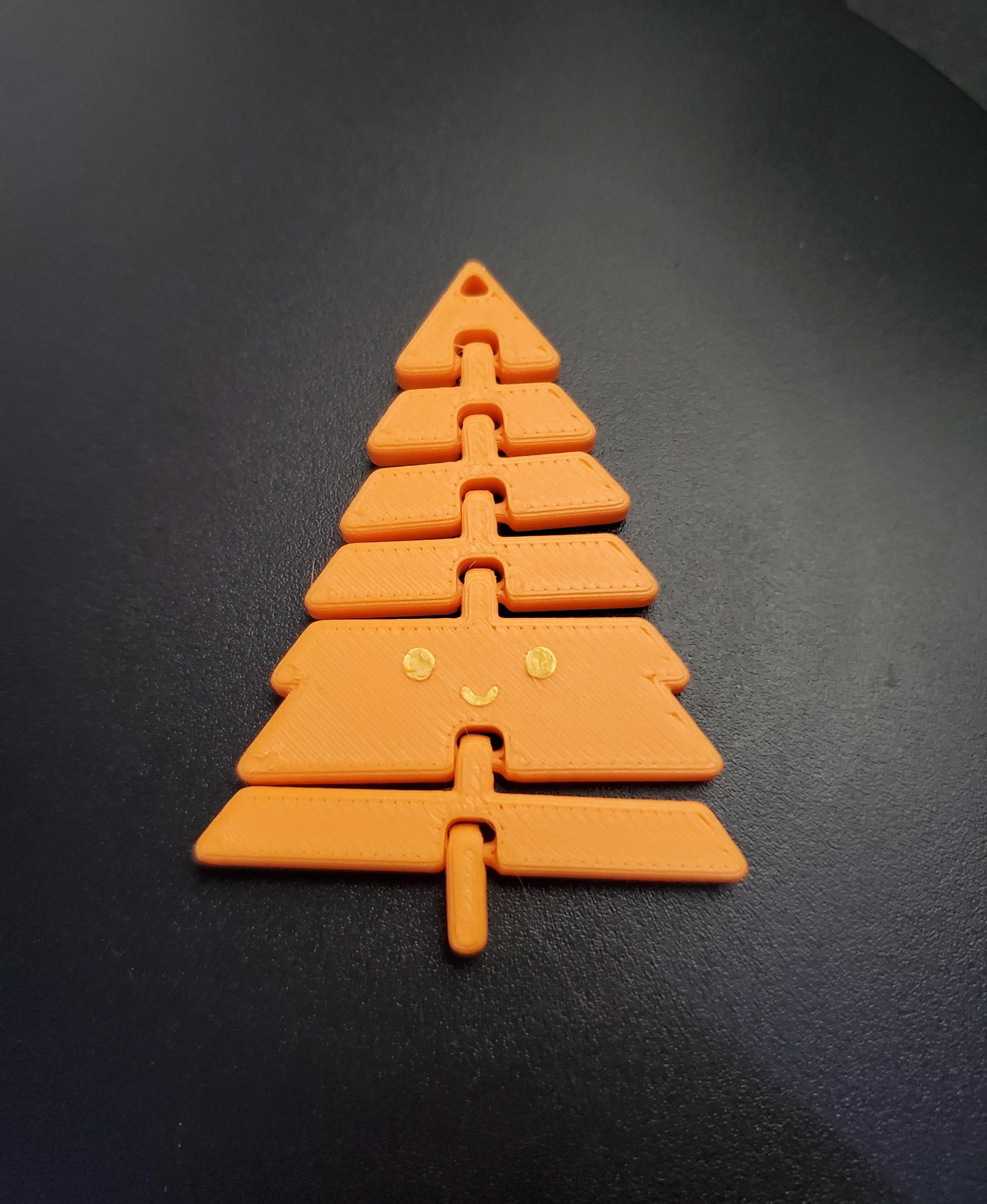 Articulated Kawaii Christmas Tree Keychain - Print in place fidget toy - 3mf - polyterra sunrise orange - 3d model