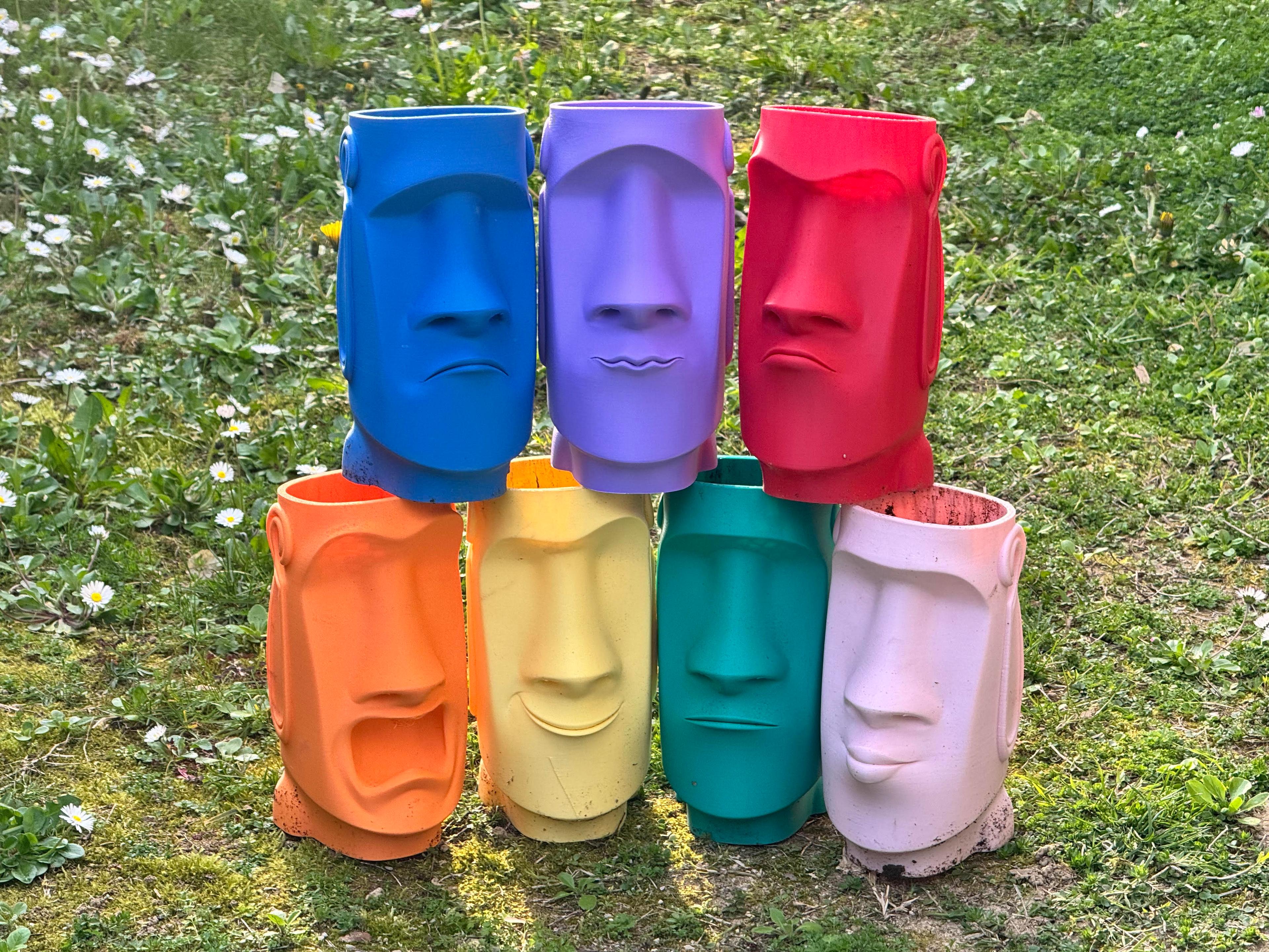 Moai plant pots 3d model