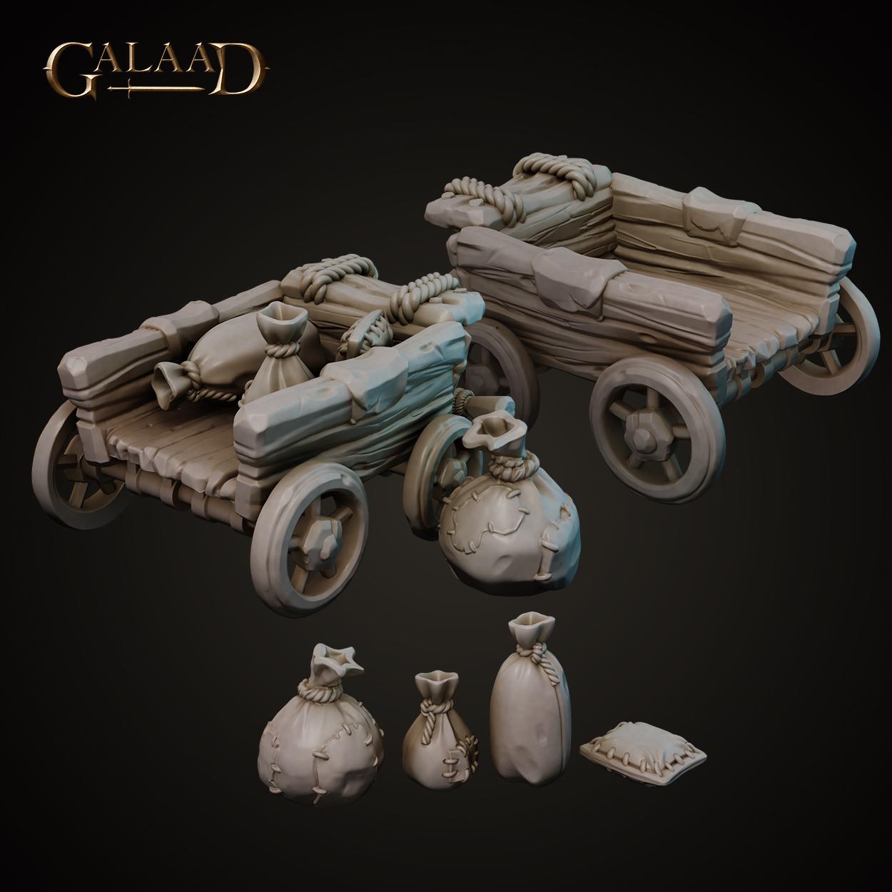Charriot and Bags 3d model