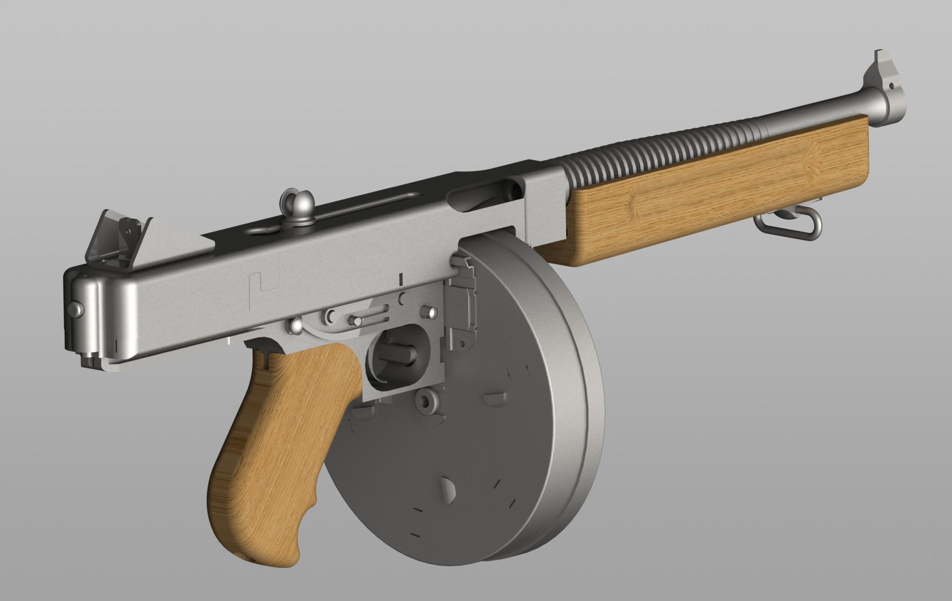 Thompson 1928 Sub-Machine Gun - Functional Assembly 3d model