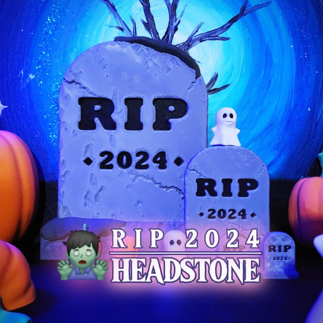 Weathered 'RIP 2024' Headstone Stand-Up Tabletop Decoration Set :: HALLOWEEN 2024 ] 3d model