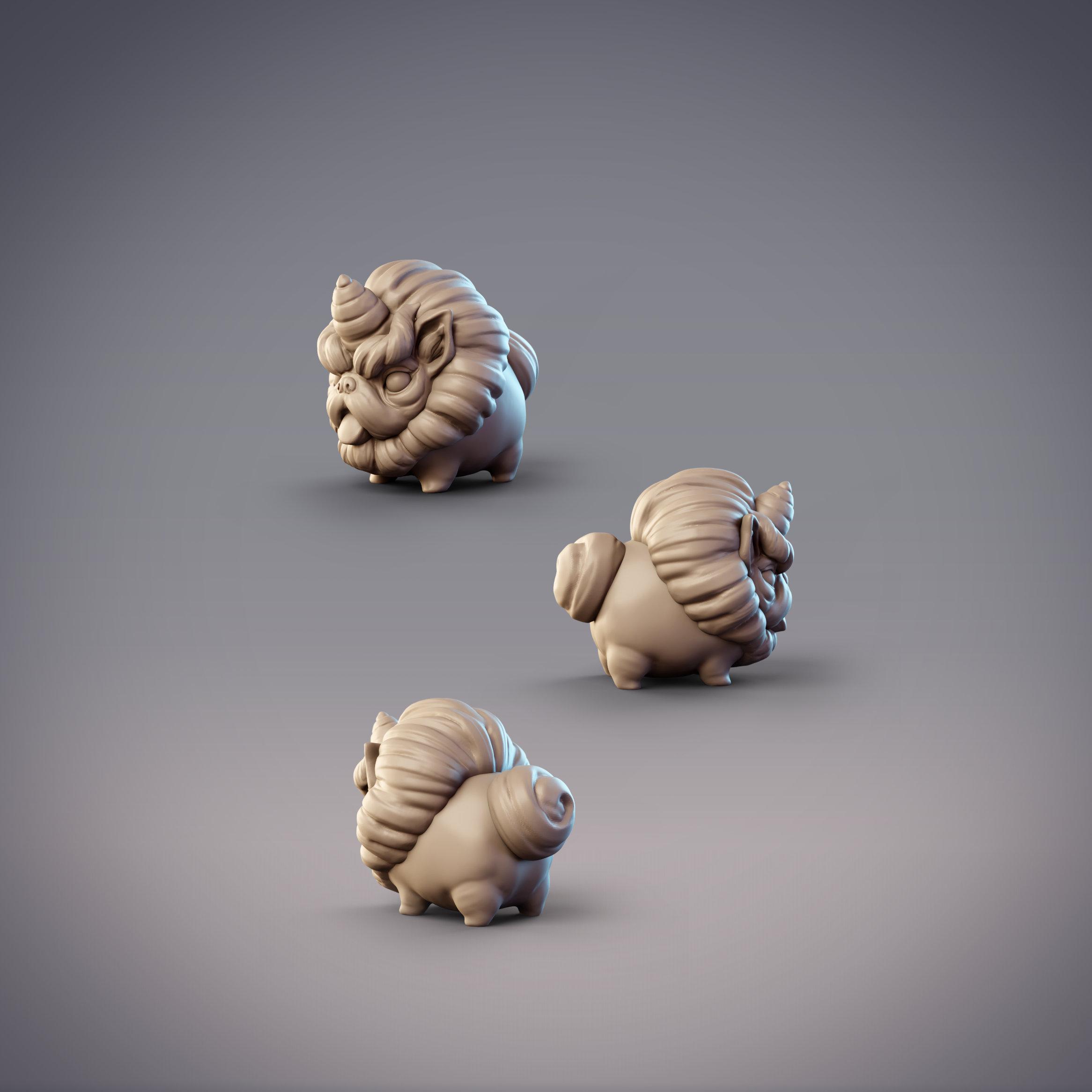 Throwback - Curly Tail Shishi (Pre-supported) 3d model