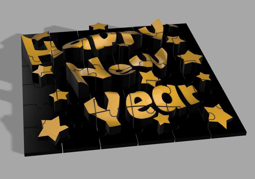 Happy New Year 2024 Puzzle V2 3d model