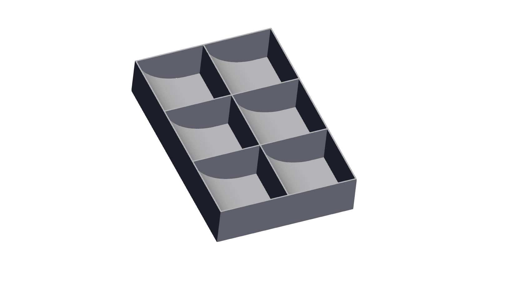 Segmented tray with sloped edges (many configurations 2x2, 4x4, etc)  3d model