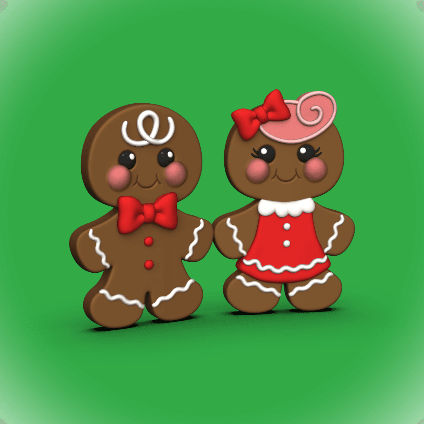 Blushing Gingerbread Boy Decor (+Keychain/Ornament) 3d model