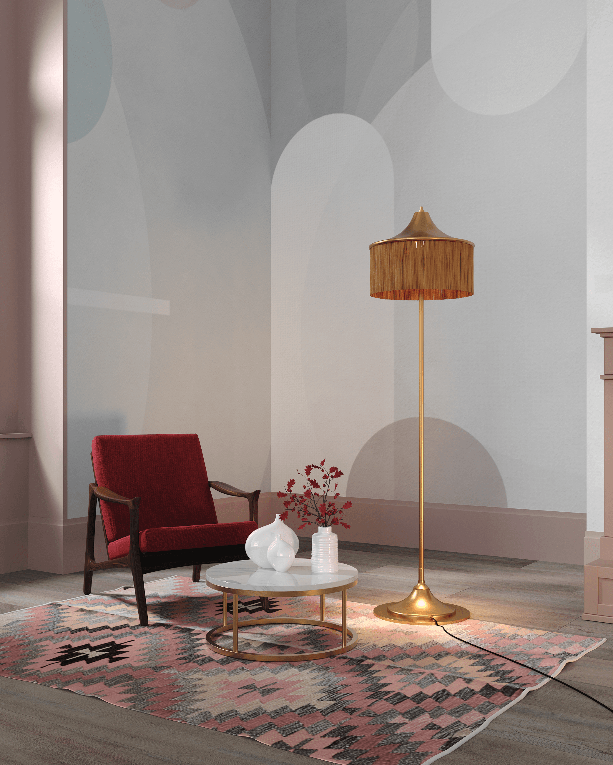 Lo fringe floor lamp, SKU. 28444 by Pikartlights 3d model