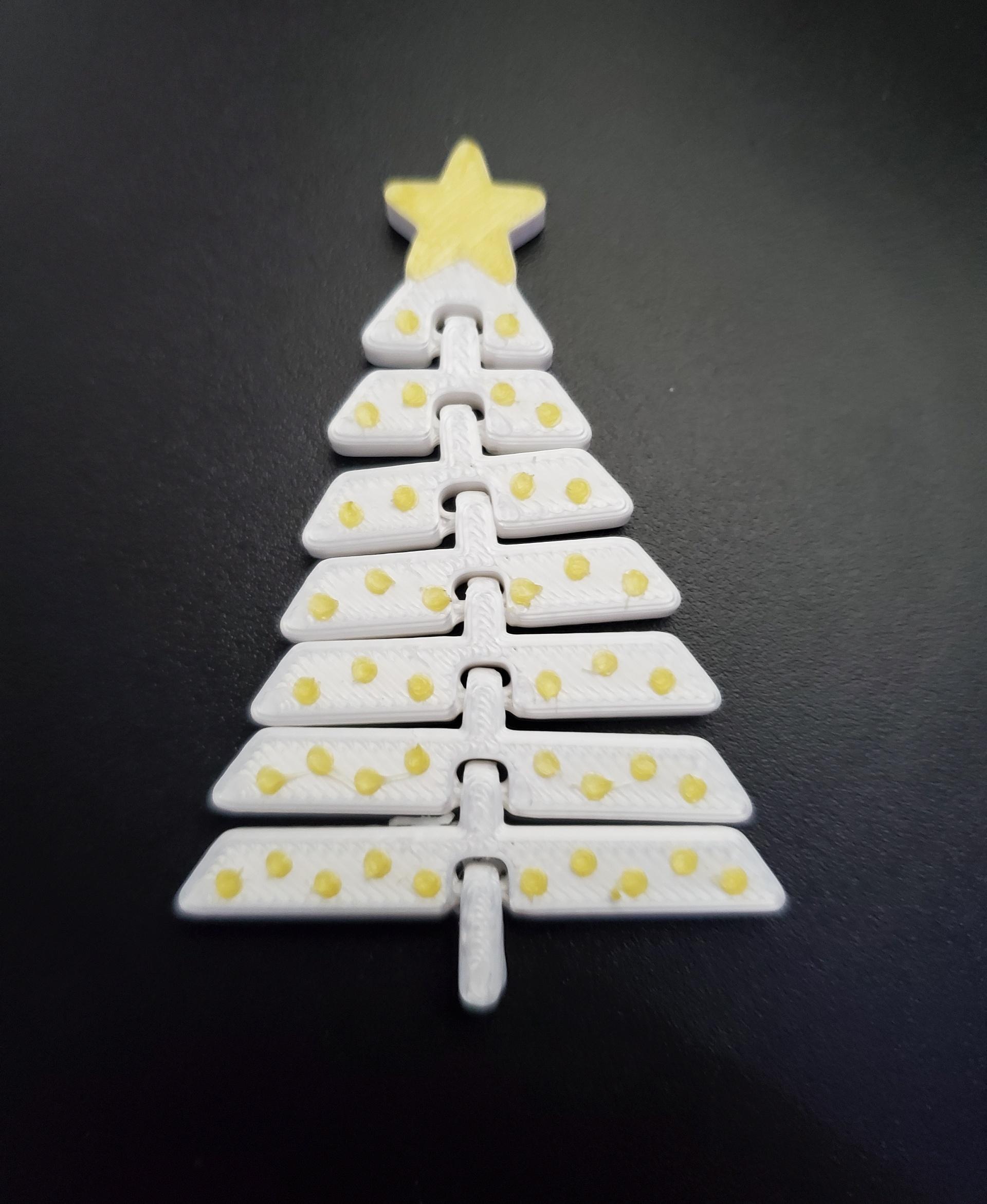 Articulated Christmas Tree with Star and Ornaments - Print in place fidget toys - 3mf - reprapper silk white - 3d model