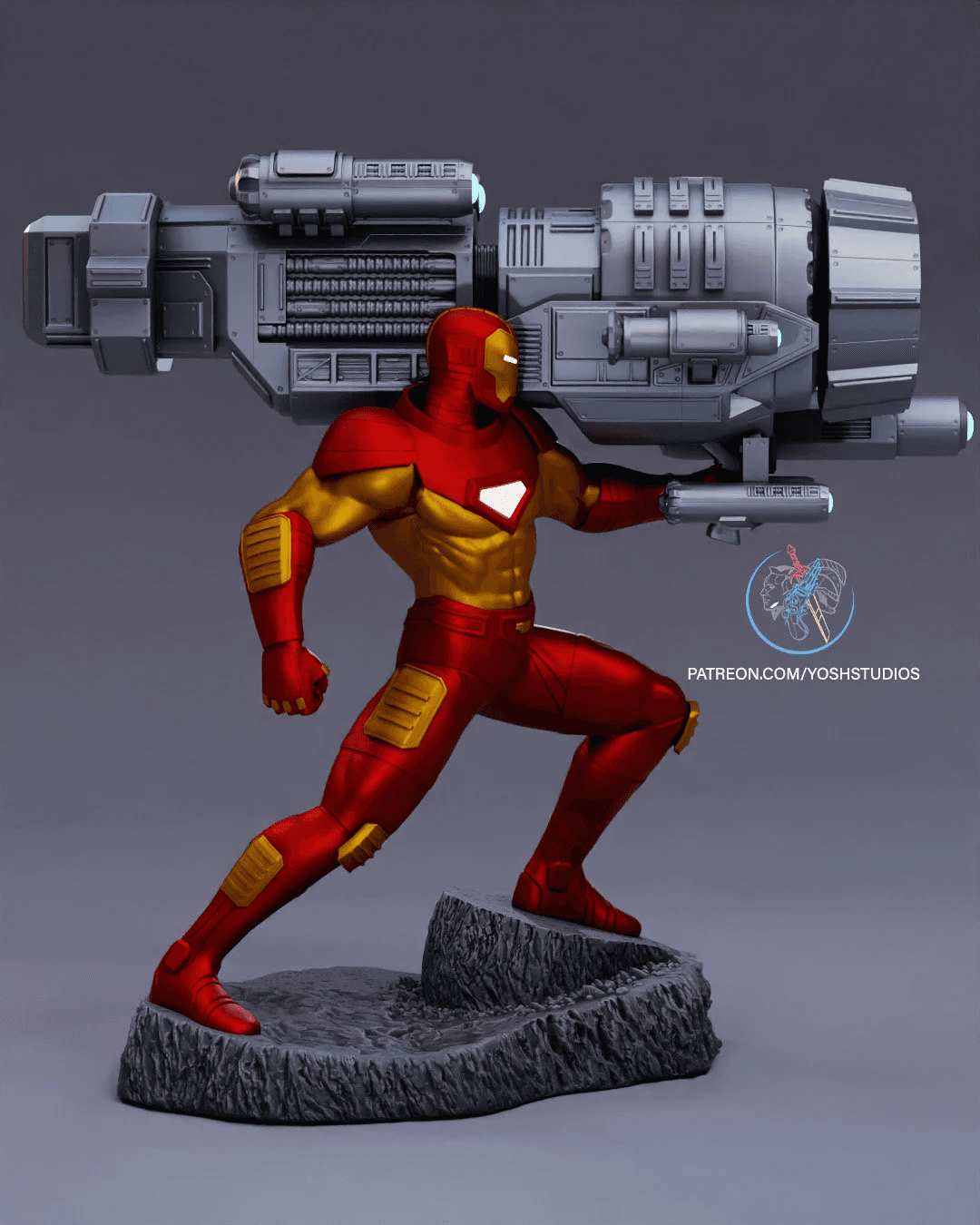 Modular Iron Man Statue 3d Print File STL Proton Cannon 3d model
