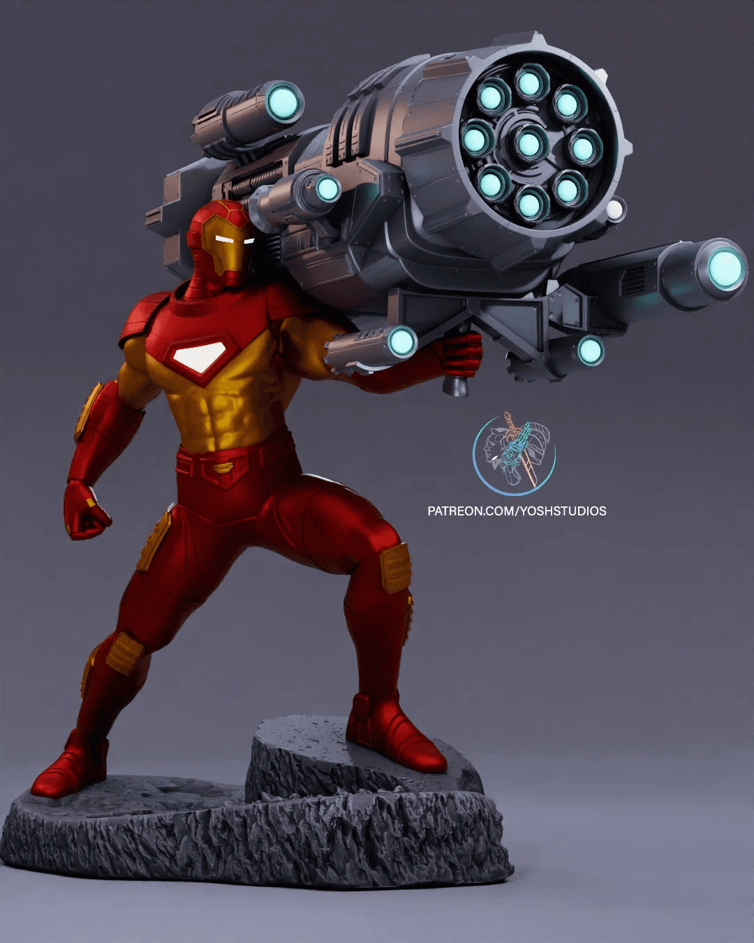 Modular Iron Man Statue 3d Print File STL Proton Cannon 3d model