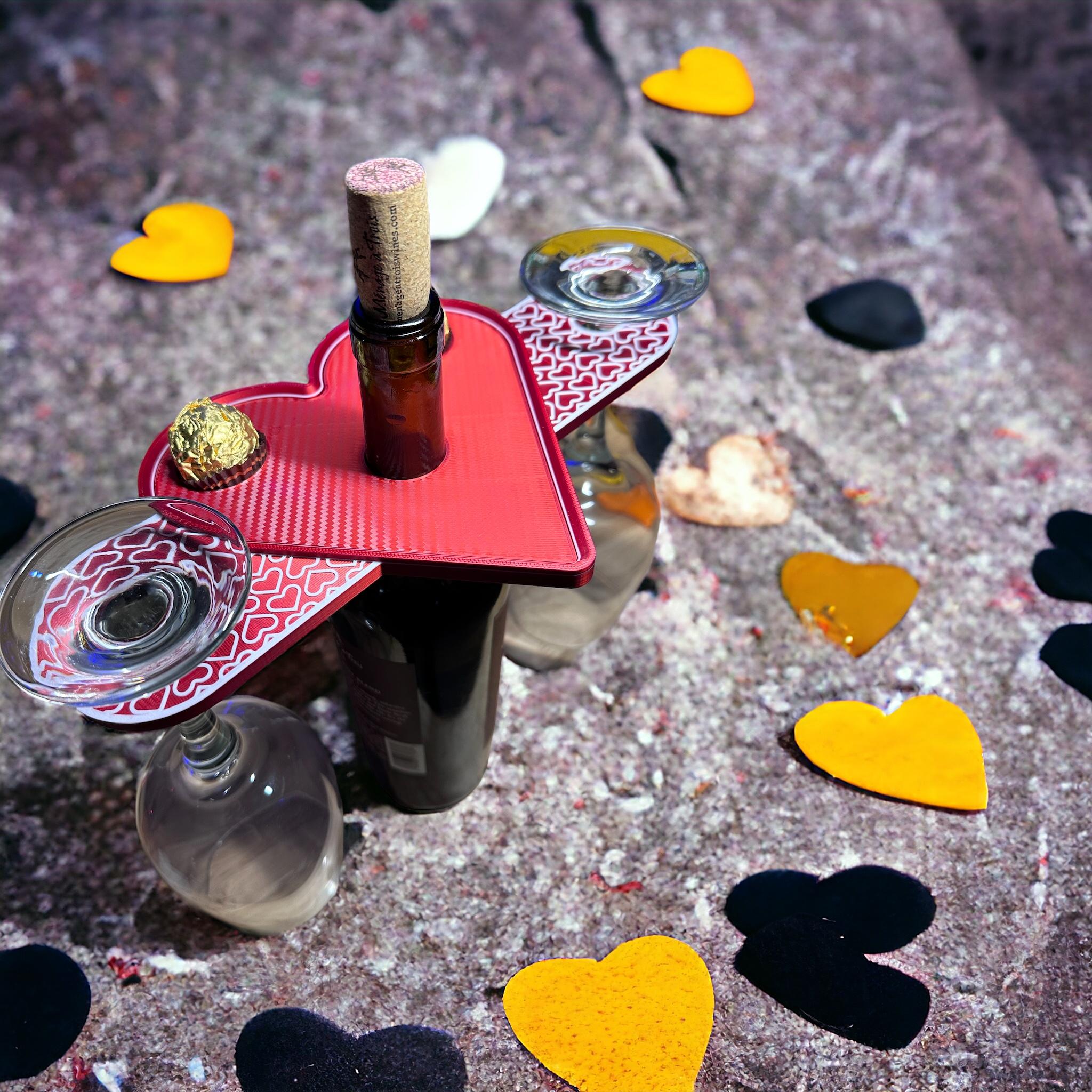 Heart-shaped Wine Bottle Caddy: Valentine's Day Special 3d model