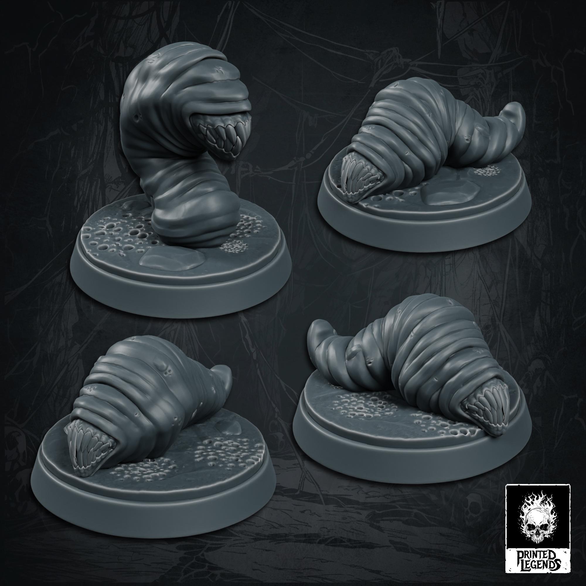 Carrion Maggot x4 (25mm Bases) 3d model