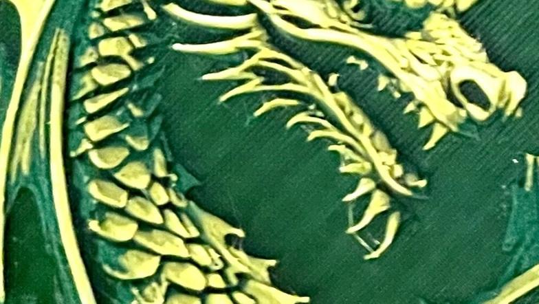 Dragon HueForge Art - Dragon HueForge Green with Yellow SIlk highlights - 3d model