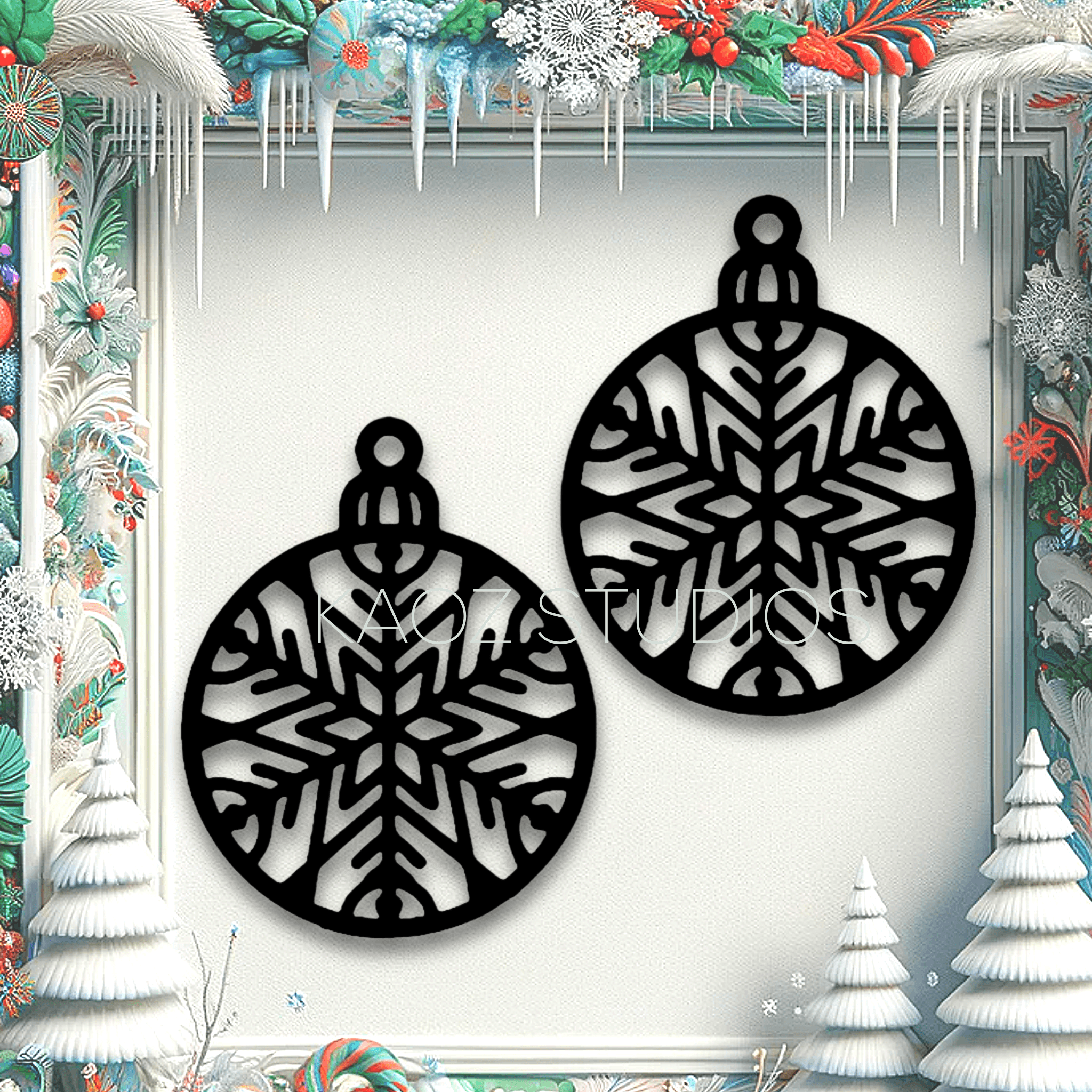 click & print ornament earrings christmas earrings holiday jewelry 3d model