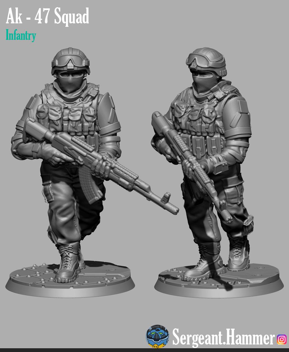 Modern Soldiers with ak 47 3d model