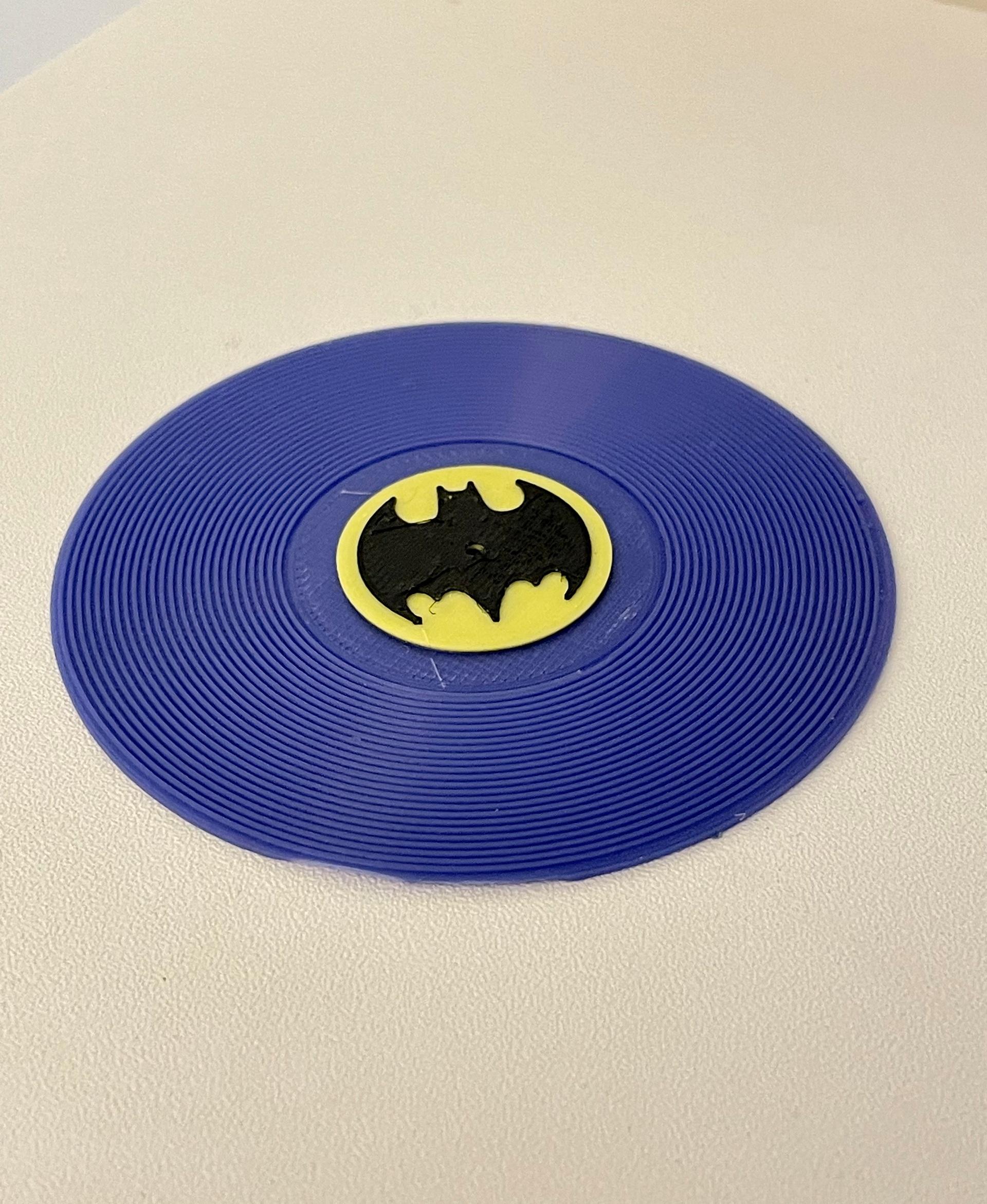 Batman Mini Record - Batman Mini Record, navy blue, yellow and black PLA. - 3d model