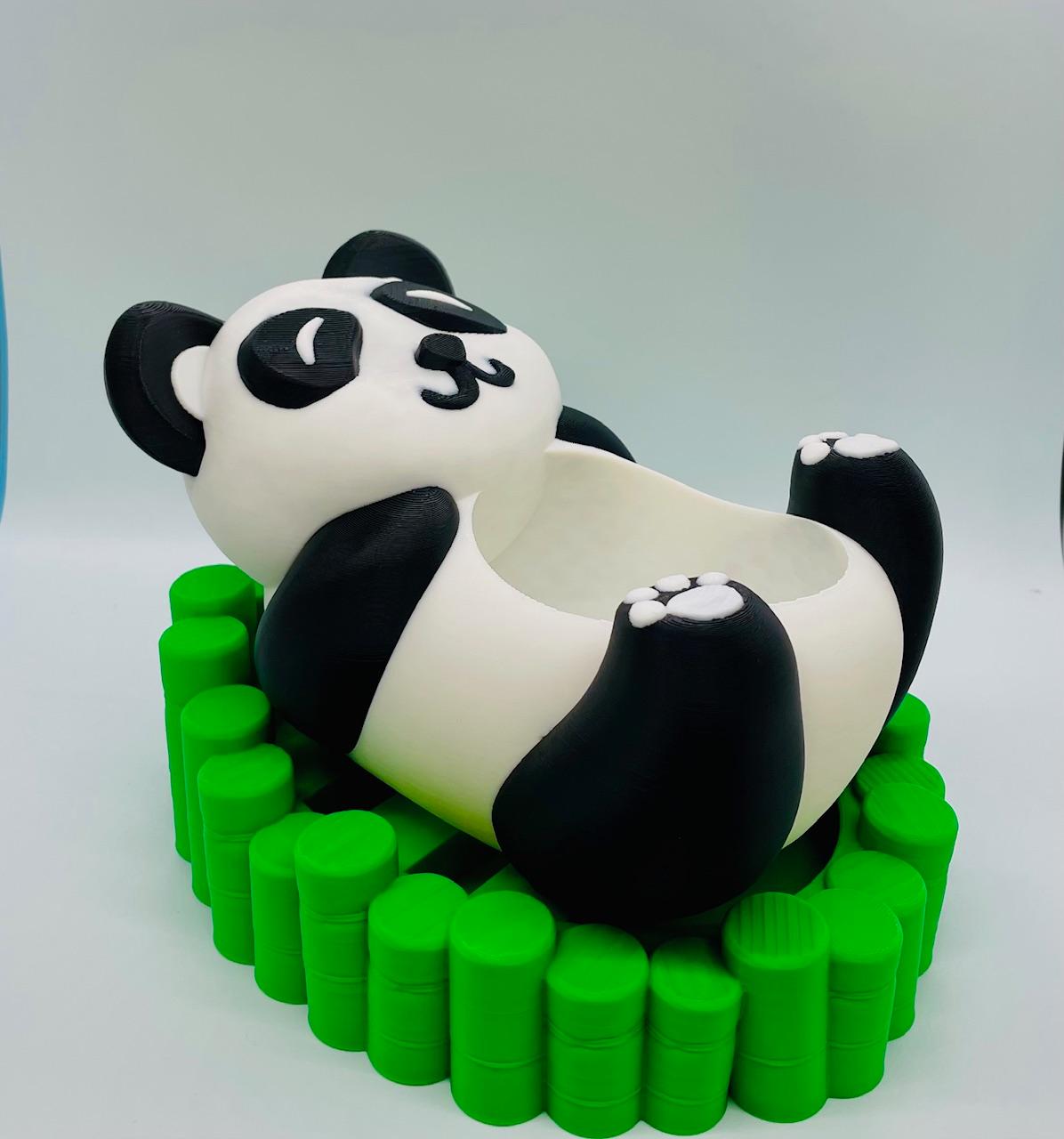 Panda Planter/Bowl with Bamboo Tray 3d model