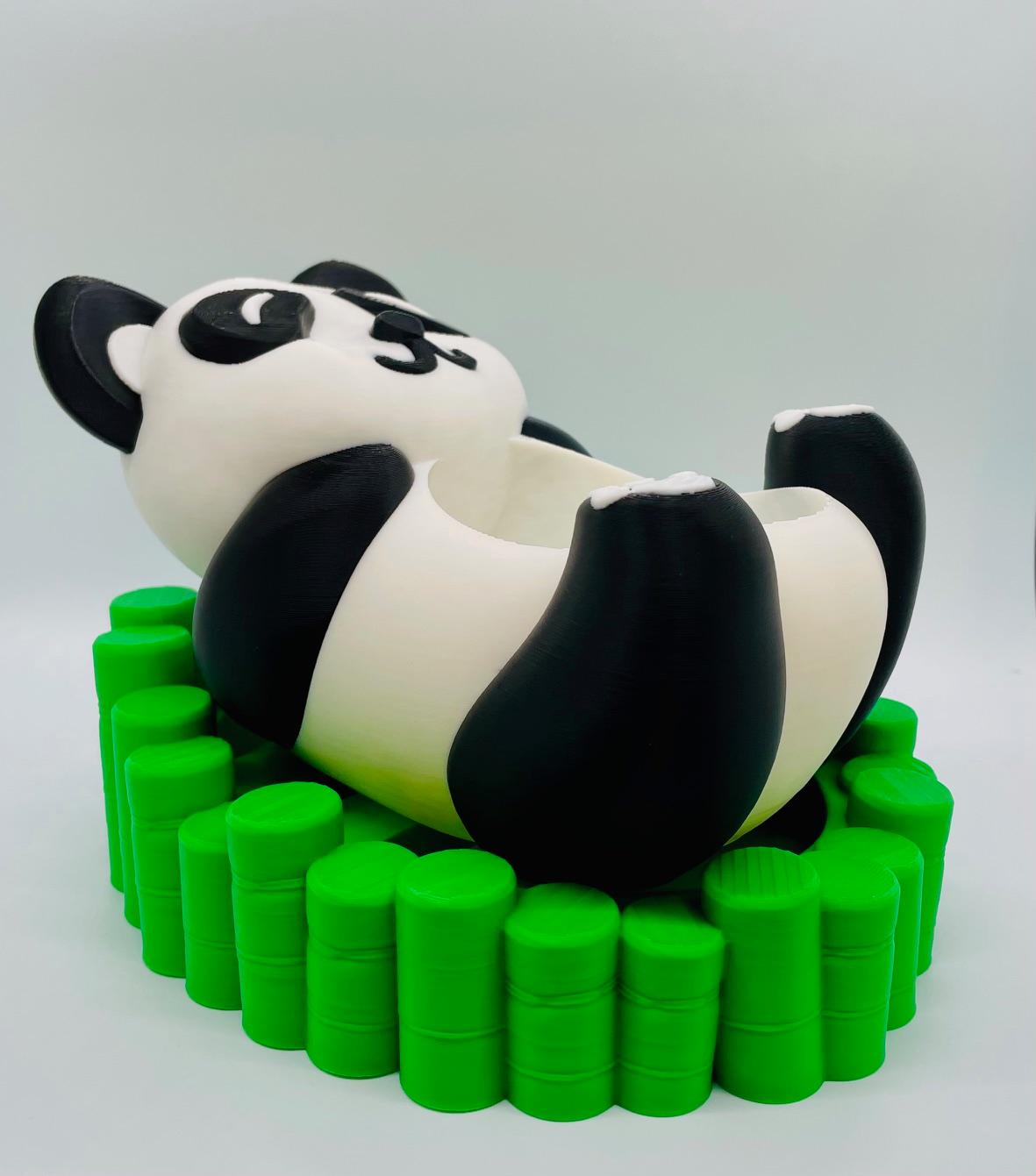 Panda Planter/Bowl with Bamboo Tray 3d model