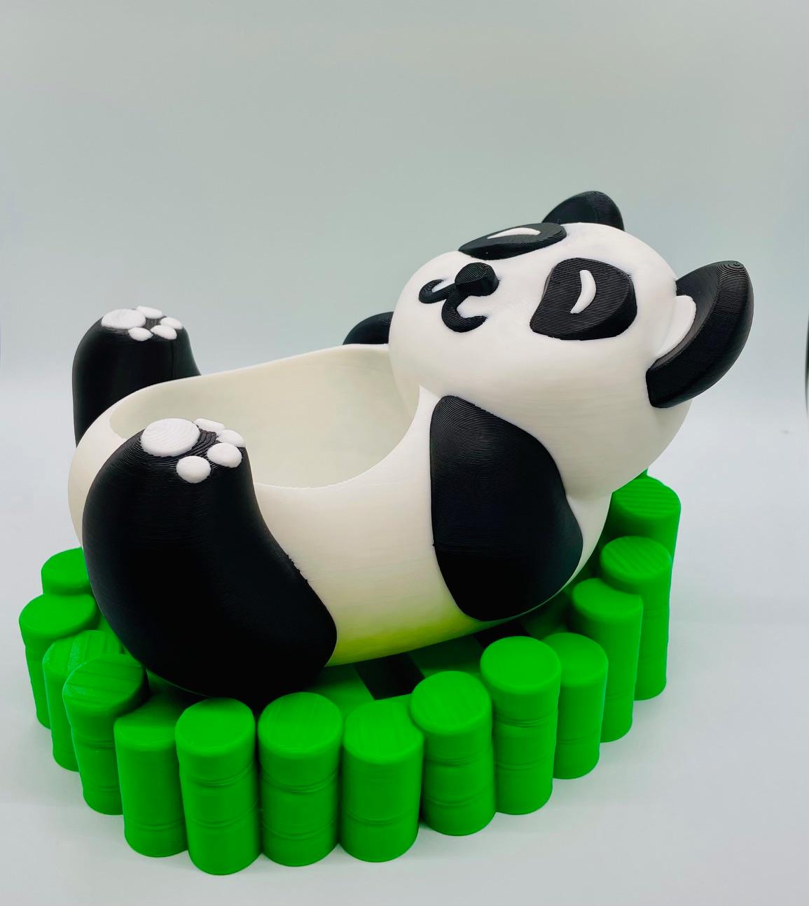 Panda Planter/Bowl with Bamboo Tray 3d model