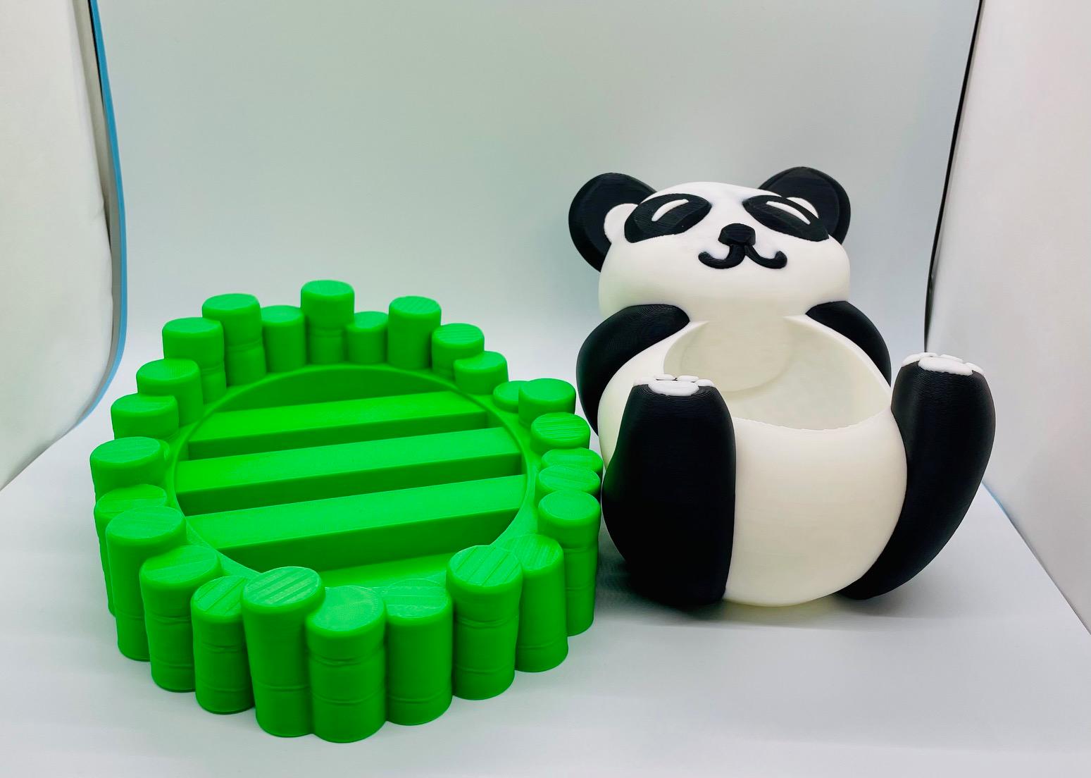 Panda Planter/Bowl with Bamboo Tray 3d model