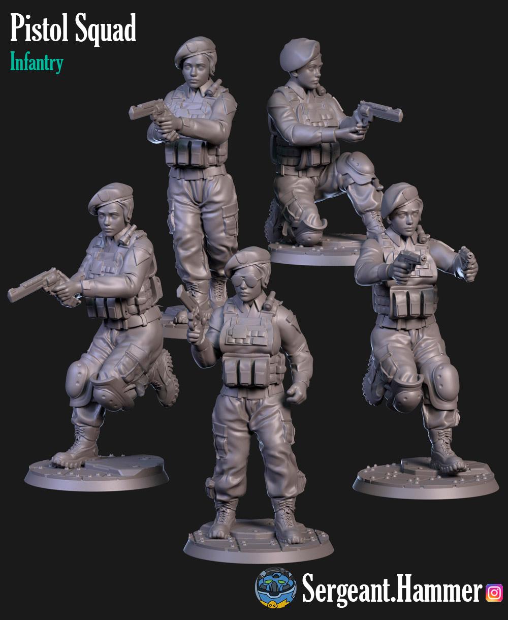 Girls squad with pistols 3d model
