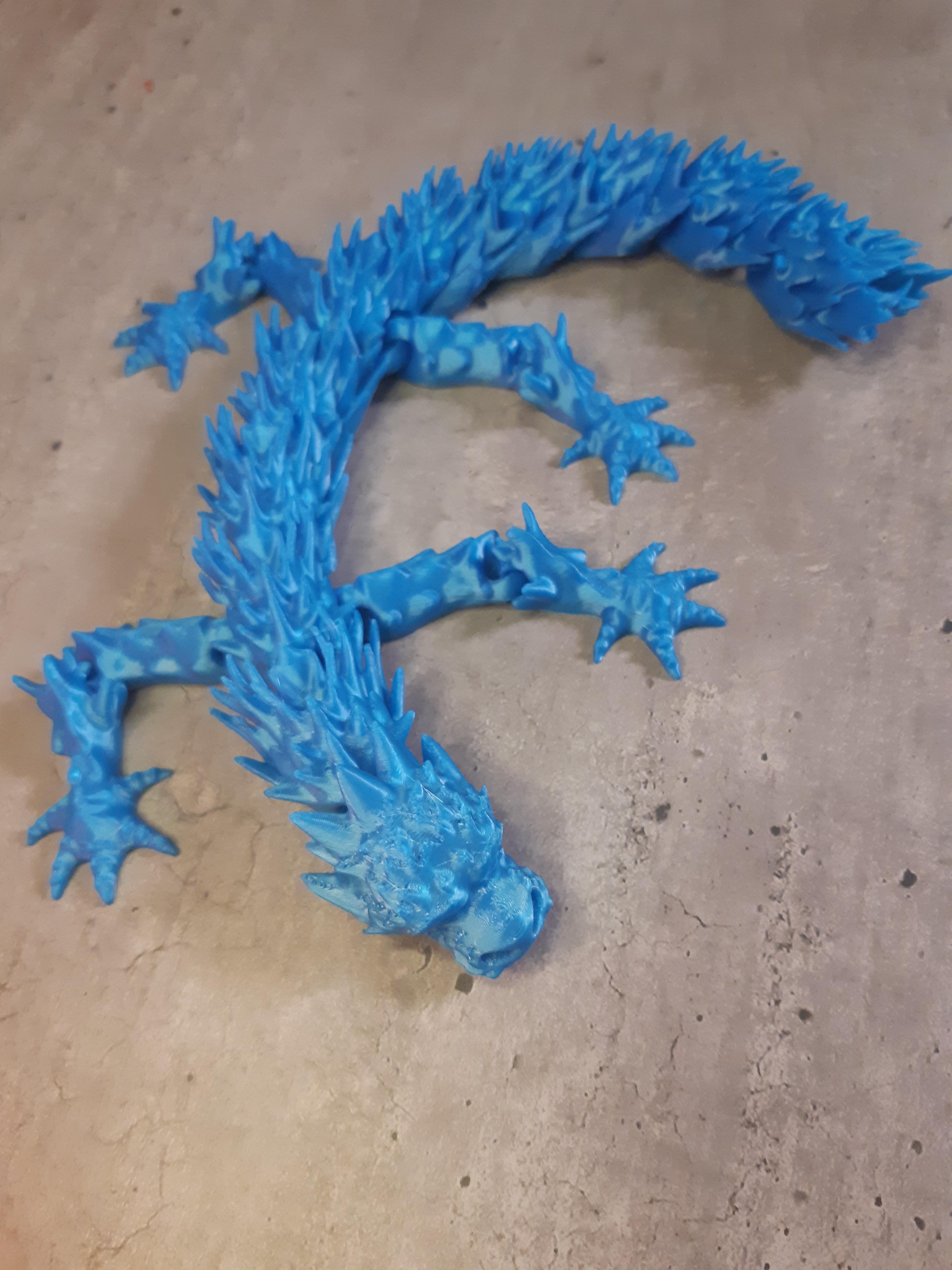 Flexi Ancient Dragon - Support free - Print in Place + Bonus Keychain Version 3d model