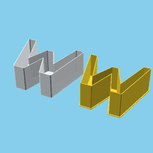LATIN CAPITAL LETTER W, nestable box (v1) 3d model