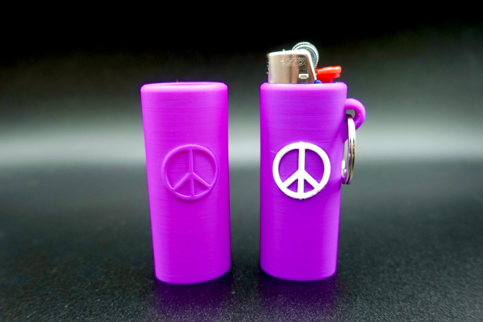 Bic Classic Lighter Case + Keychain (Peace Sign) 3d model