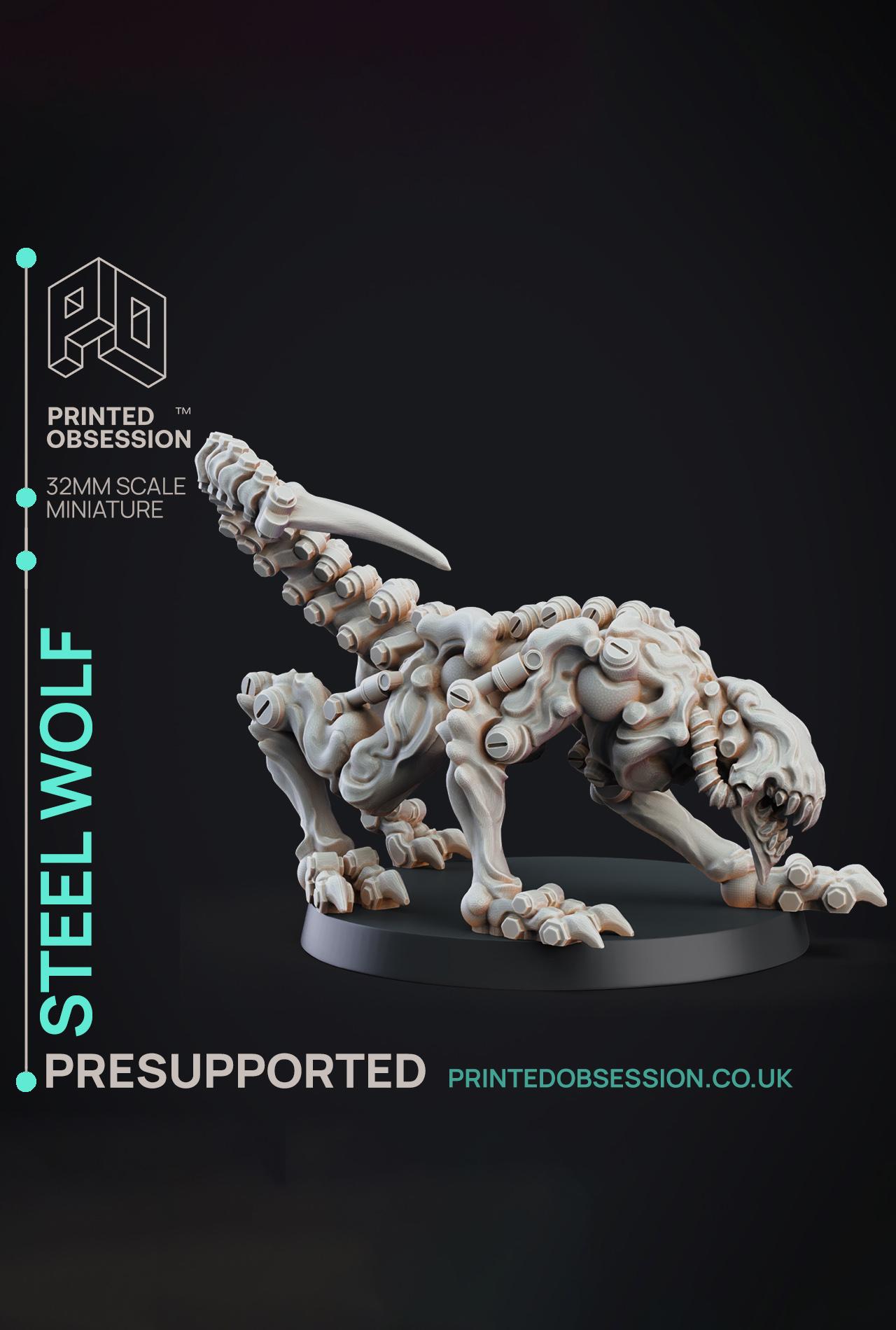 Steel Wolf - Constructs - PRESUPPORTED - Illustrated and Stats - 32mm scale 3d model