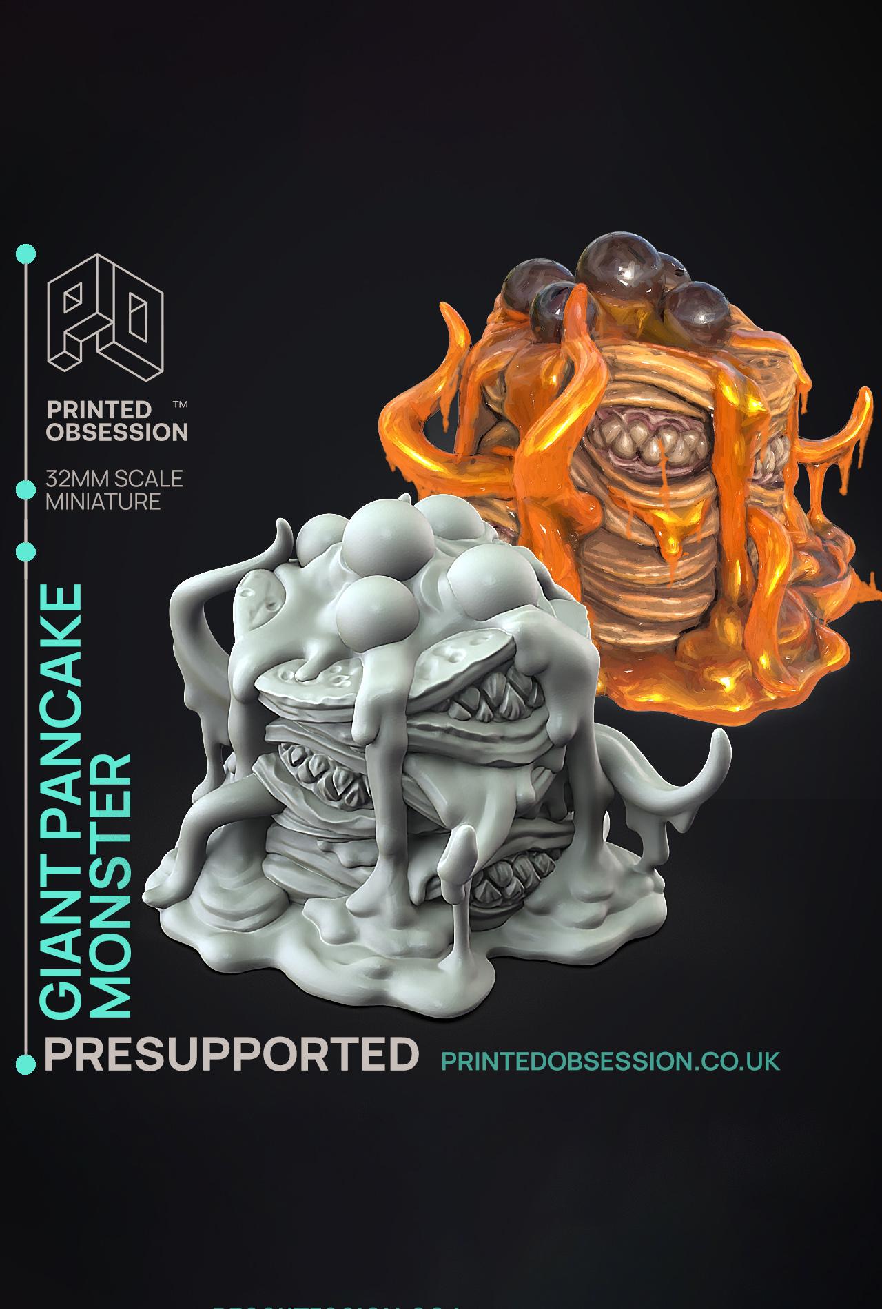 Giant Pancake Monster - Possessed Bakery - PRESUPPORTED - Illustrated and Stats - 32mm scale			 3d model