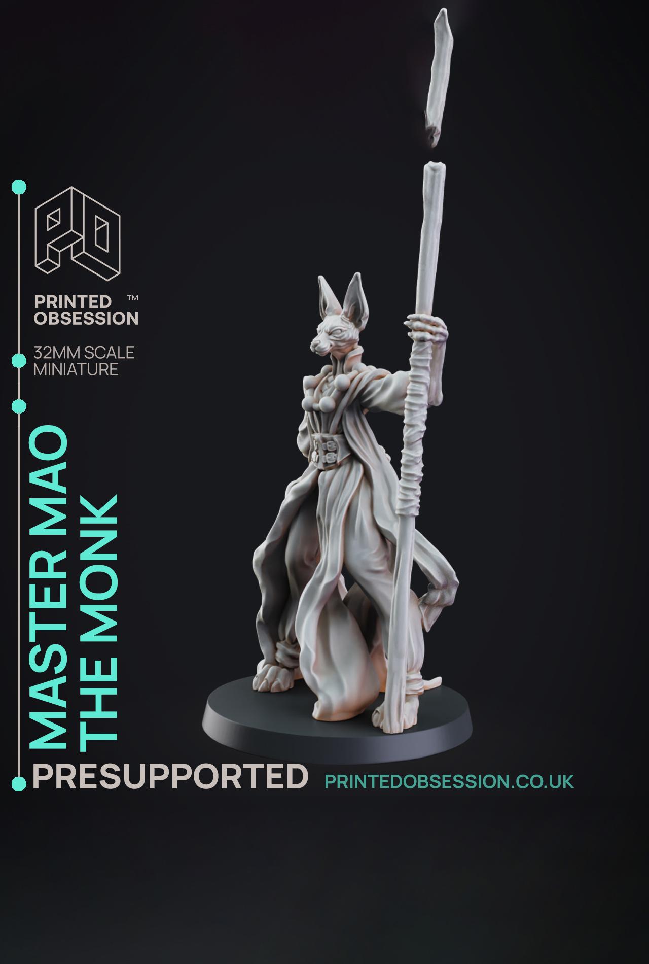 Monk - Tabaxi Caravan - PRESUPPORTED - Illustrated and Stats - 32mm scale			 3d model