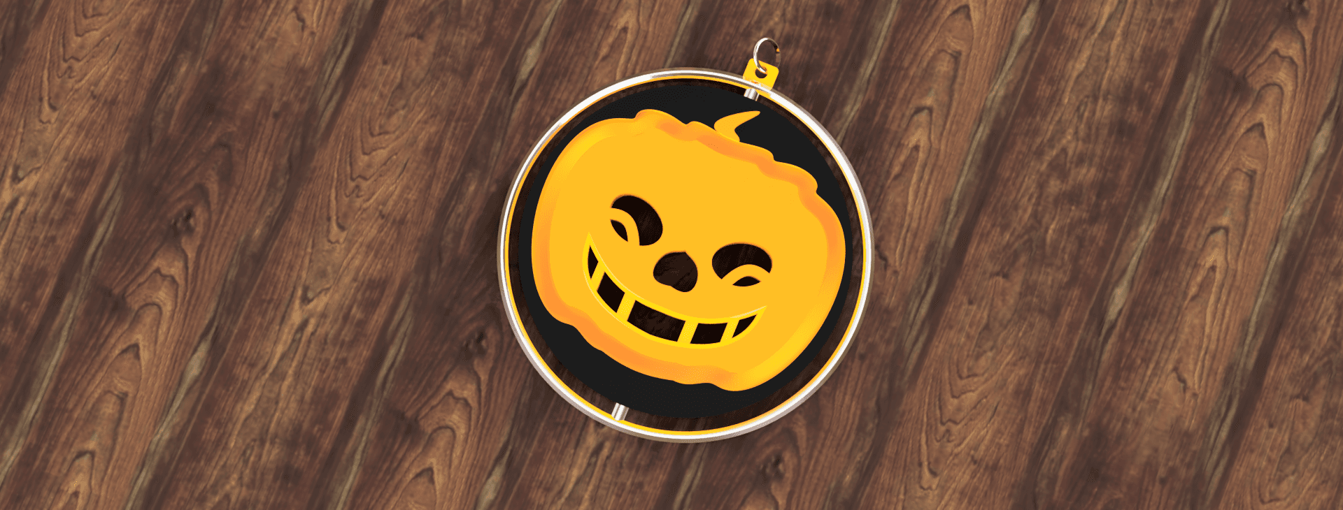 Spinning Keyring - grinning pumpkin 3d model