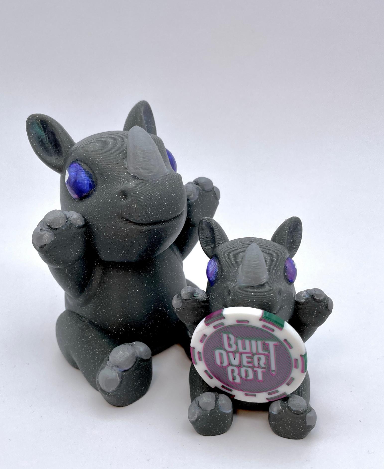 Rhinoceros Needs a Hugs - Hand-painted!  Polymaker Galaxy Dark Grey! - 3d model
