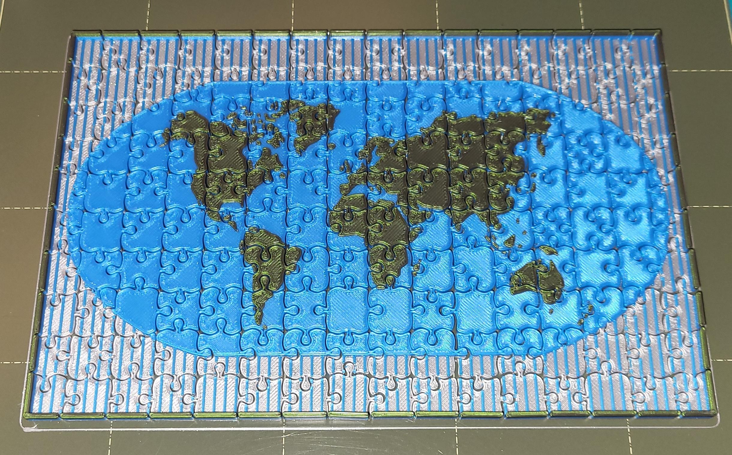 World Map Jigsaw -  Print-in-place - Nice model, all parts could be divided easily after print. - 3d model