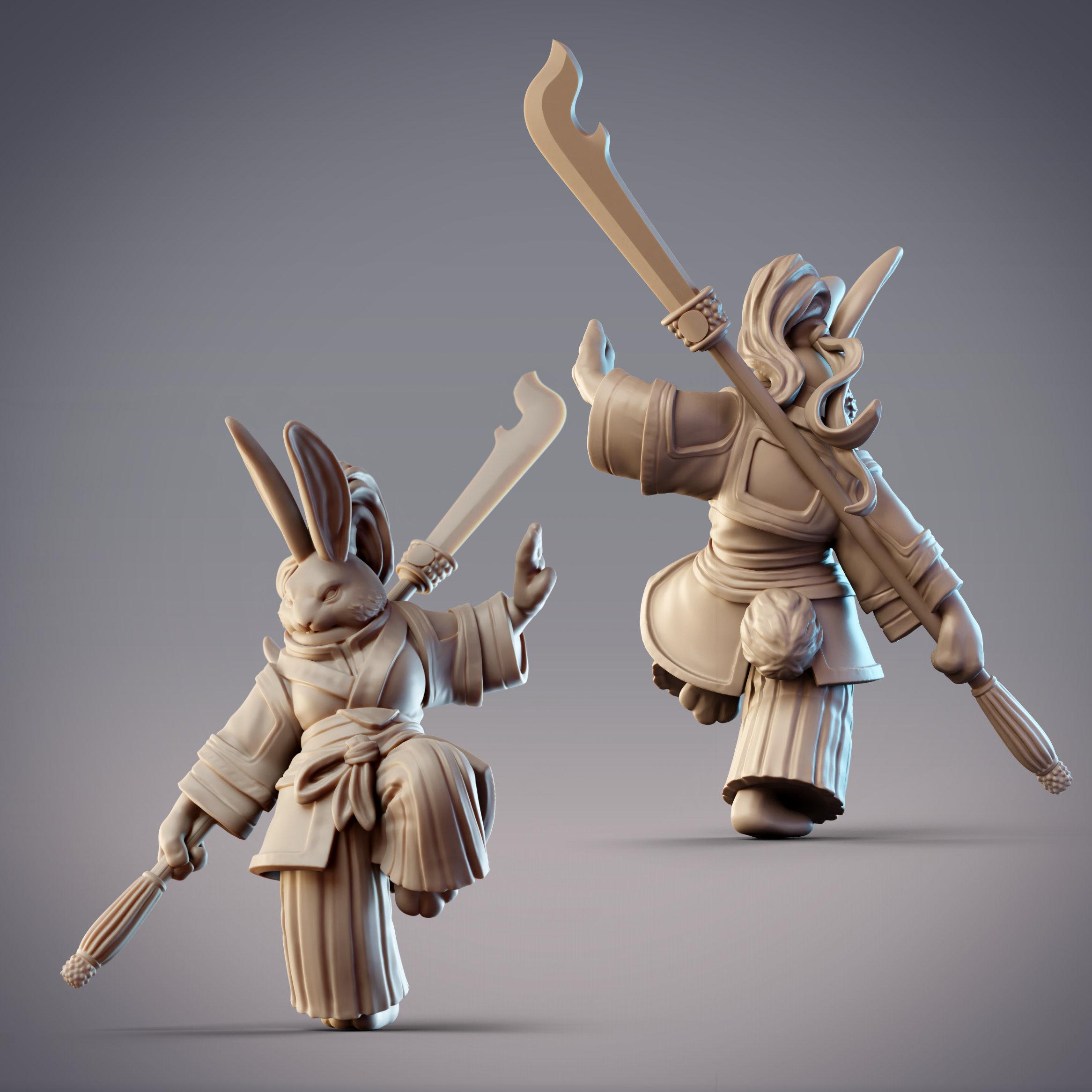 Rabbitfolk Warrior - Sunset Jade, Guanghan Swordswoman (Pre-Supported) 3d model