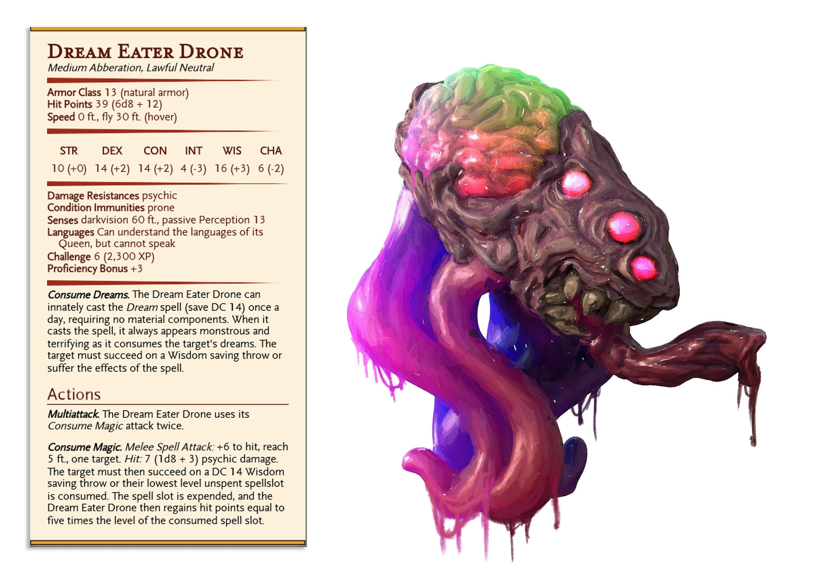 Dream Eater - Weird Shores - PRESUPPORTED - Illustrated and Stats - 32mm scale			  3d model