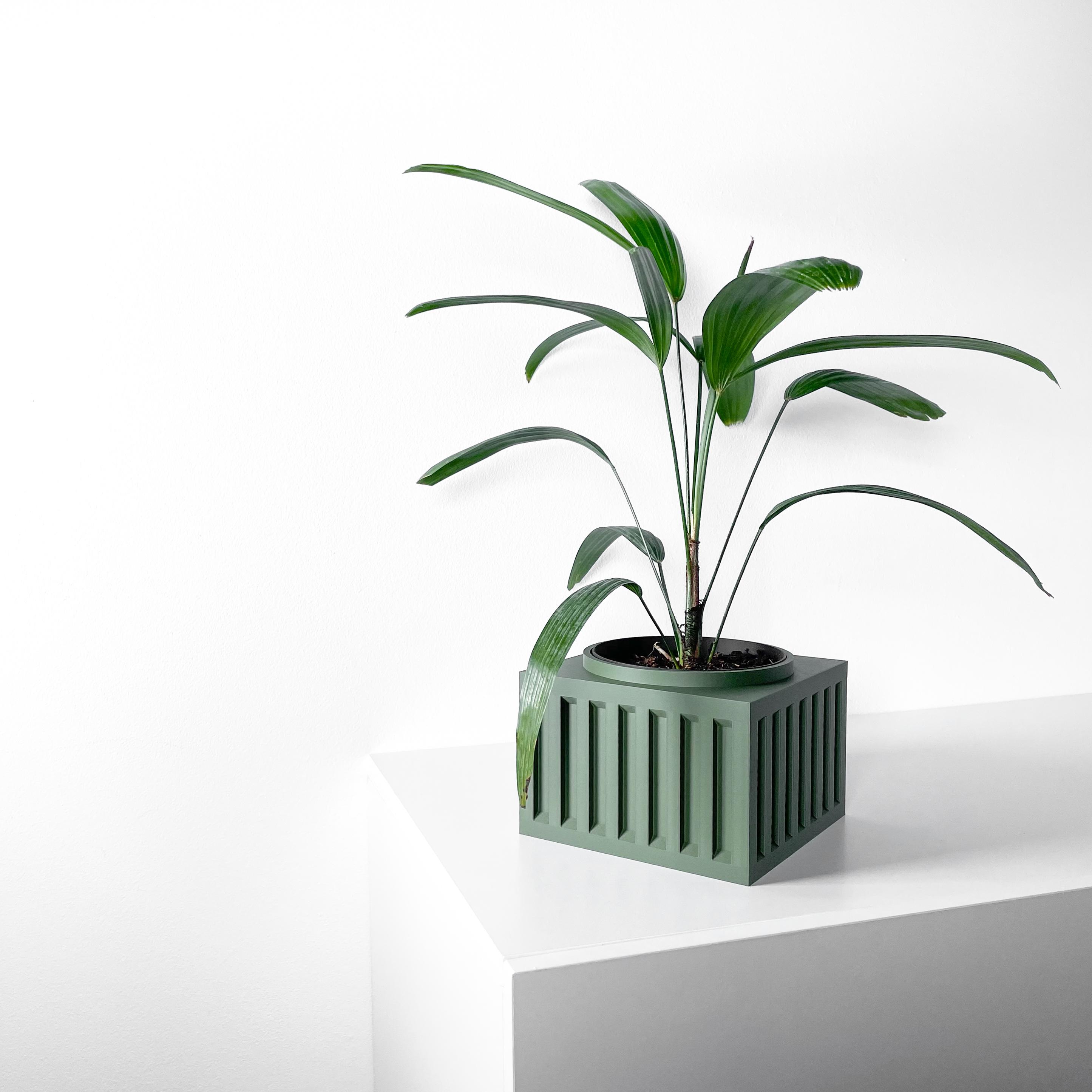 The Larix Planter Pot with Drainage Tray & Stand Included | Modern and Unique Home Decor 3d model